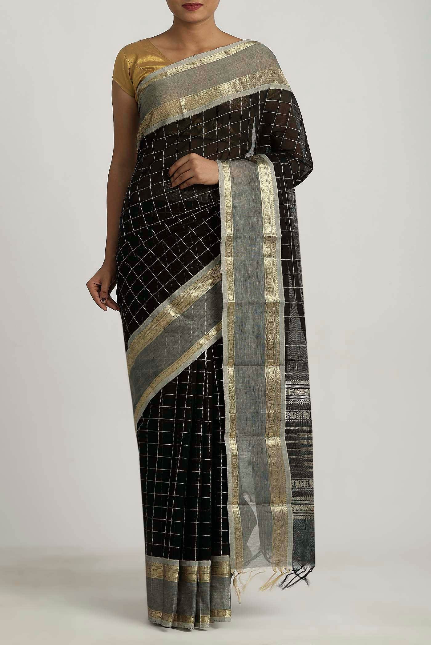 Black Kanchi Cotton Saree