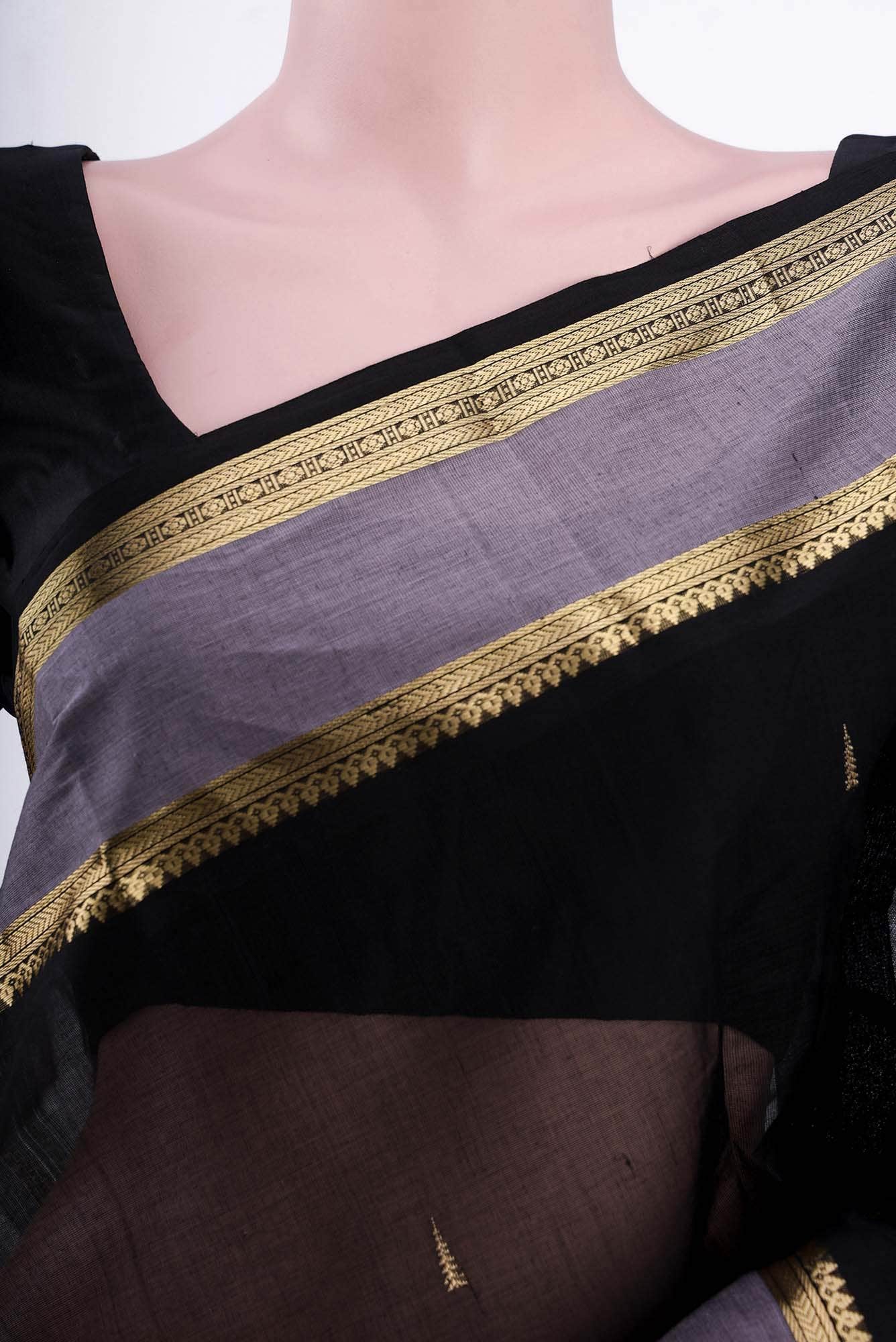 Black Kanchi Cotton Saree