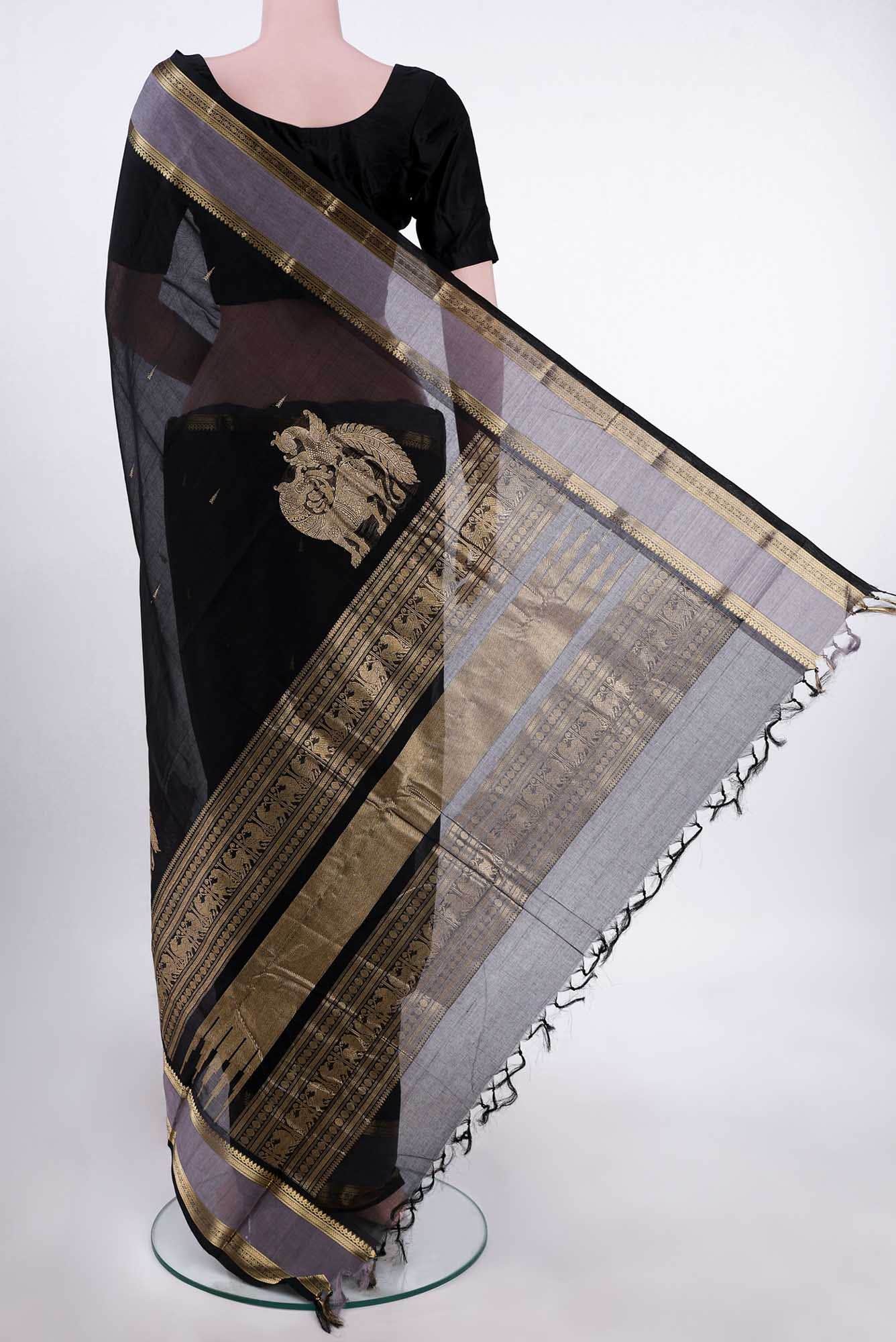 Black Kanchi Cotton Saree