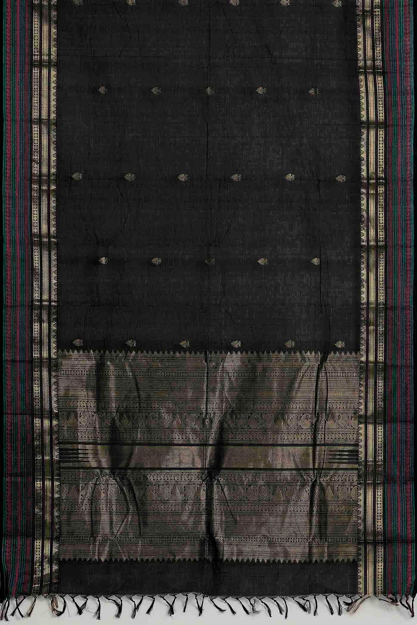 Black Kanchi Cotton Saree