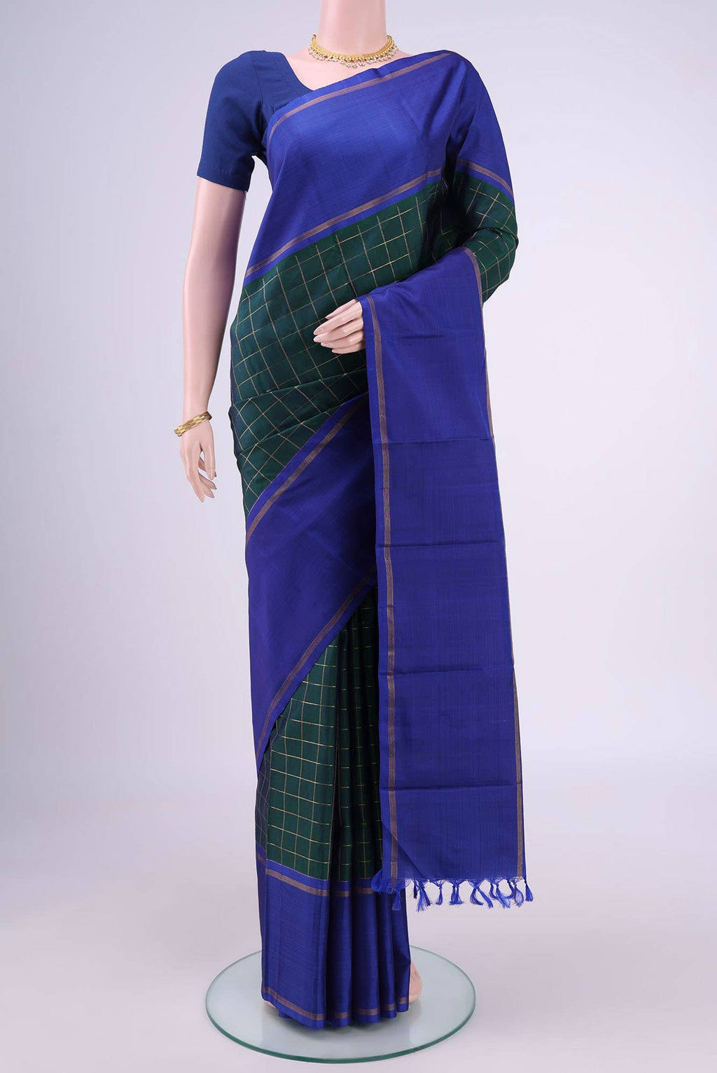 Bottle Green Kanchipuram Saree