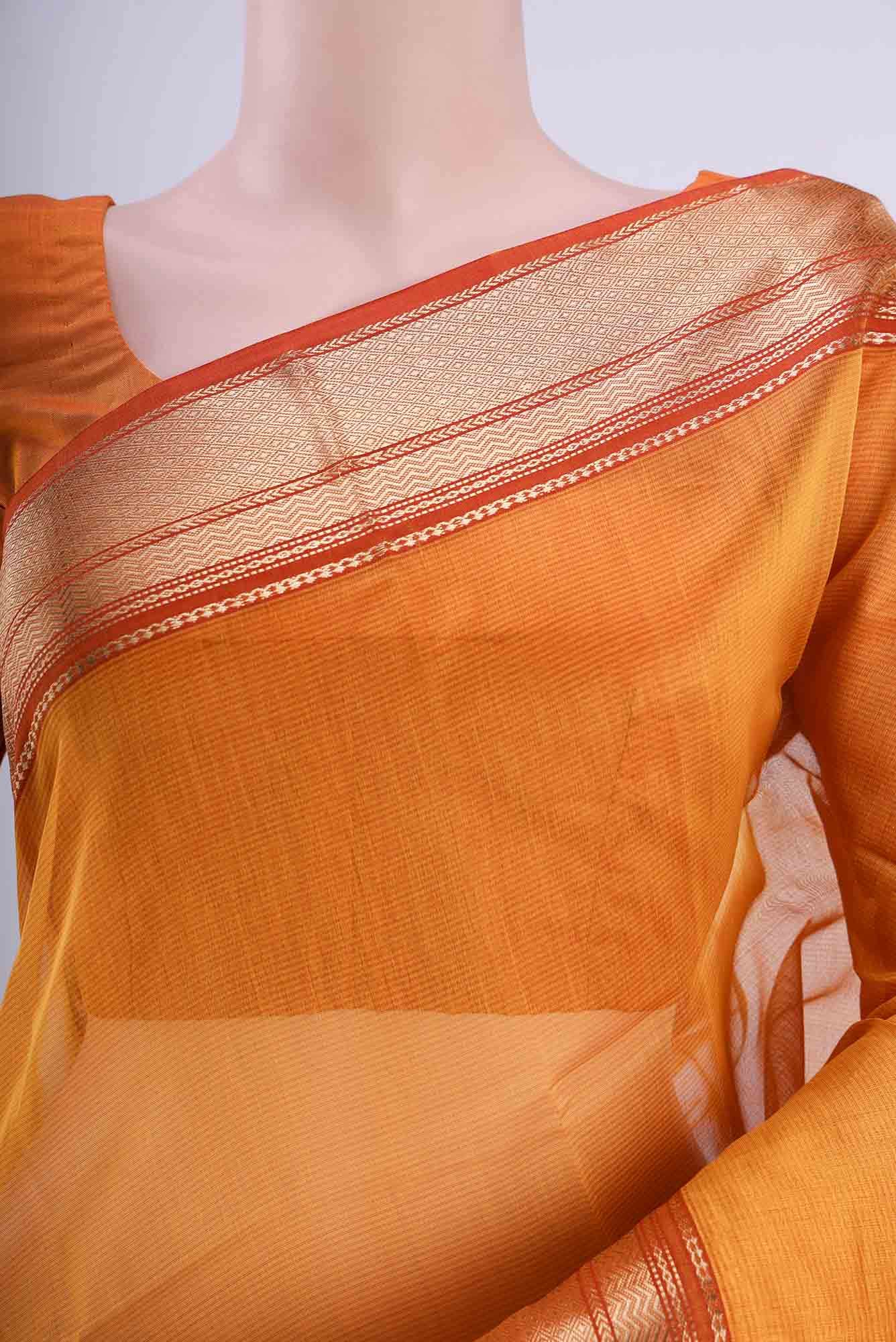 Mustard Maheshwari Silk Cotton Saree