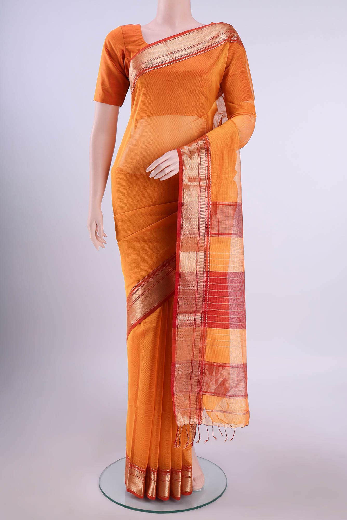 Mustard Maheshwari Silk Cotton Saree