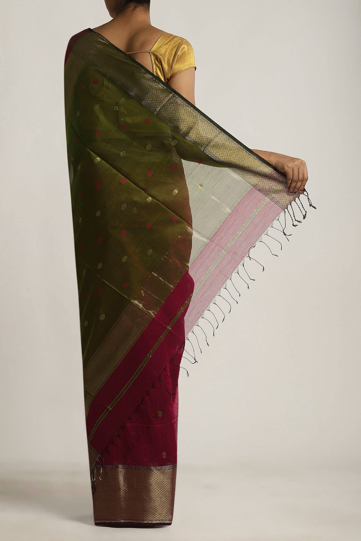 Maroon Maheshwari Silk Cotton Saree