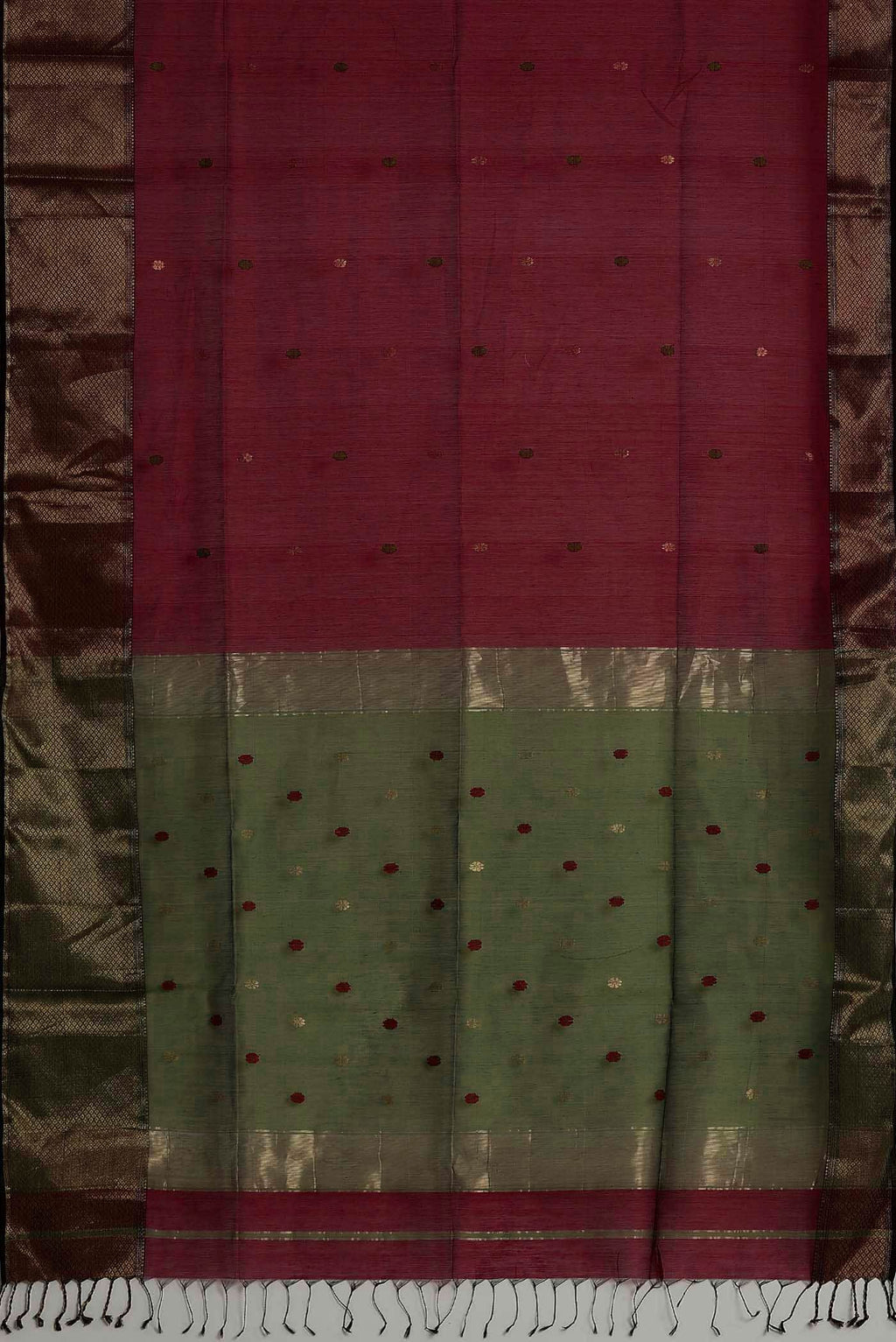 Maroon Maheshwari Silk Cotton Saree
