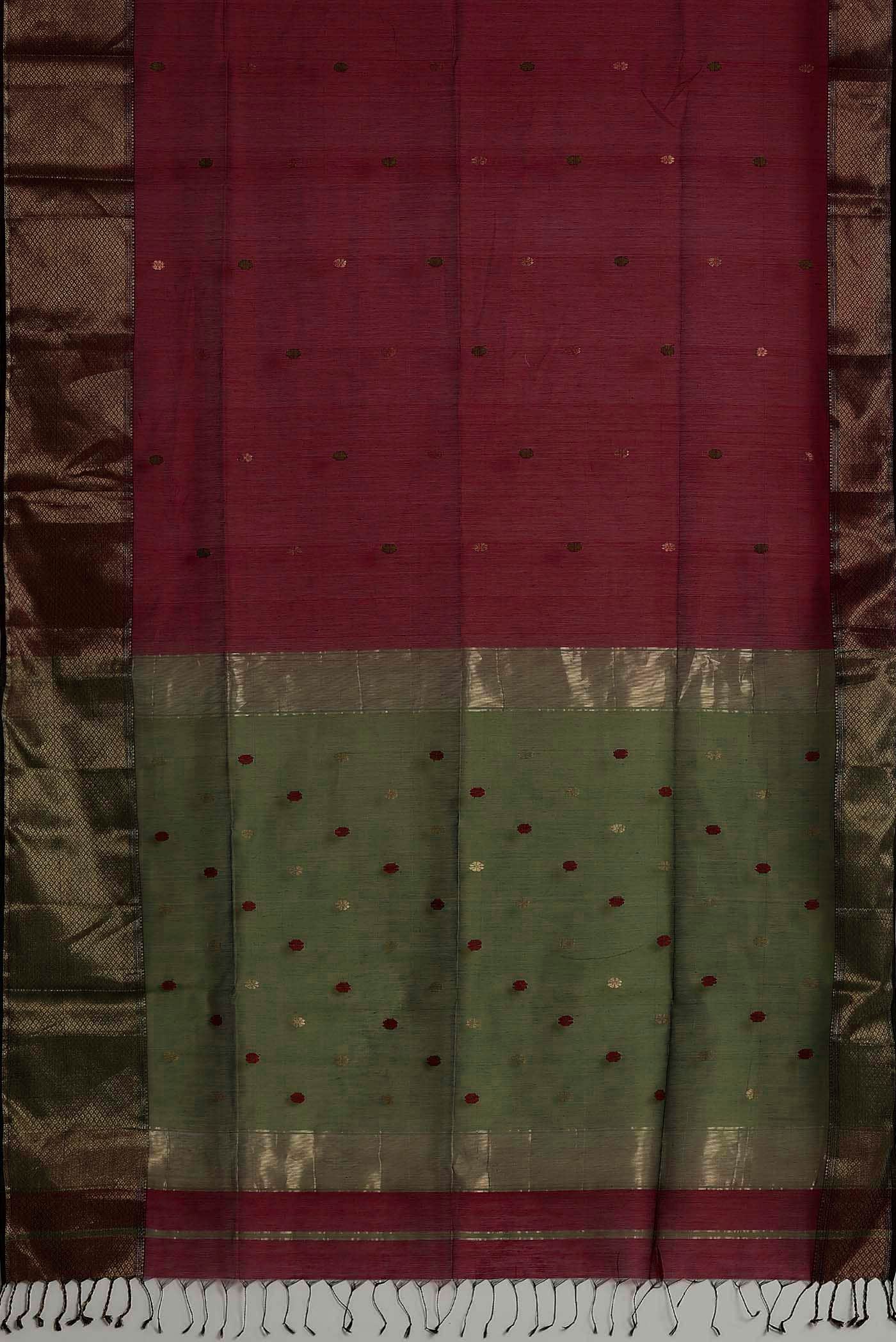 Maroon Maheshwari Silk Cotton Saree