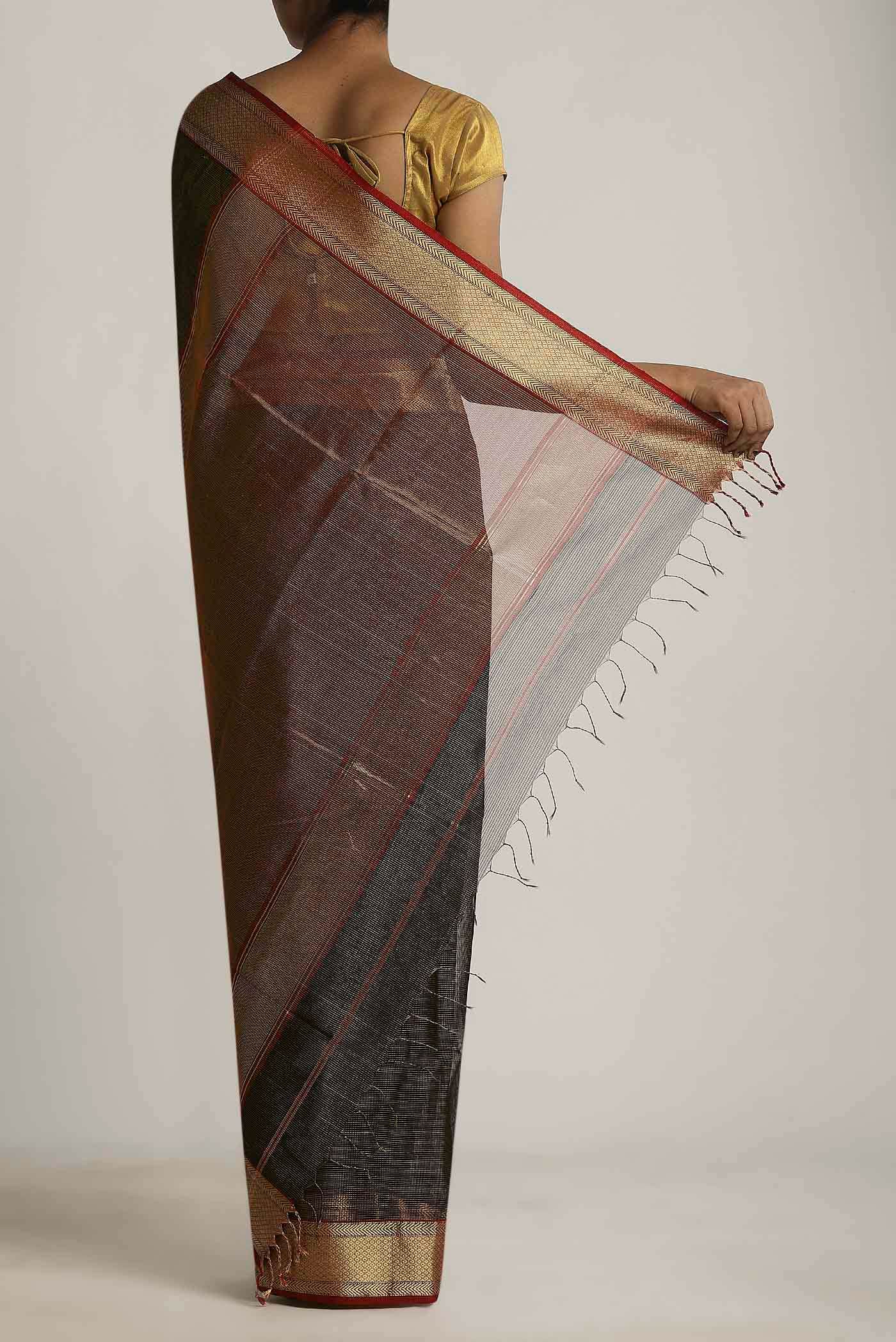 Black Maheshwari Silk Cotton Saree