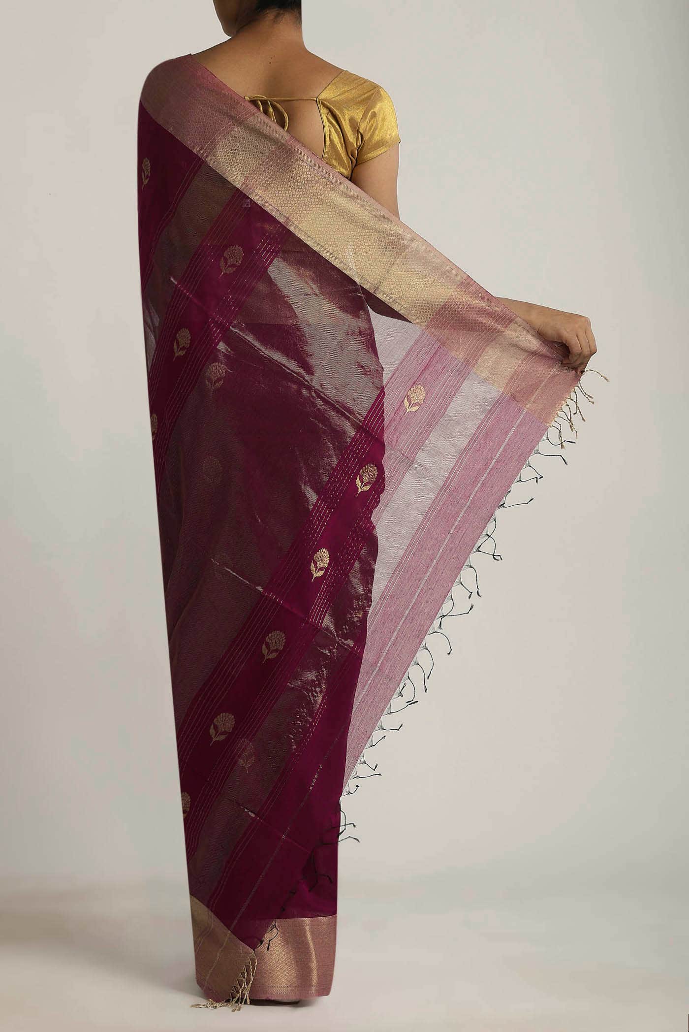 Magenta Maheshwari Silk Cotton Saree