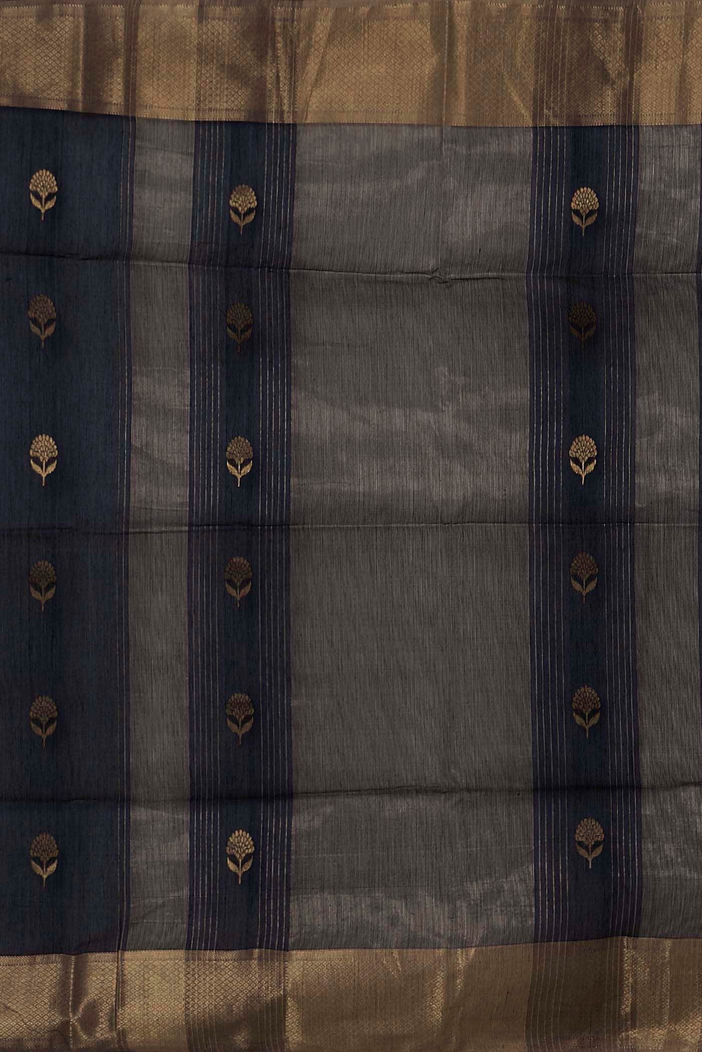 Navy Blue Maheshwari Silk Cotton Saree