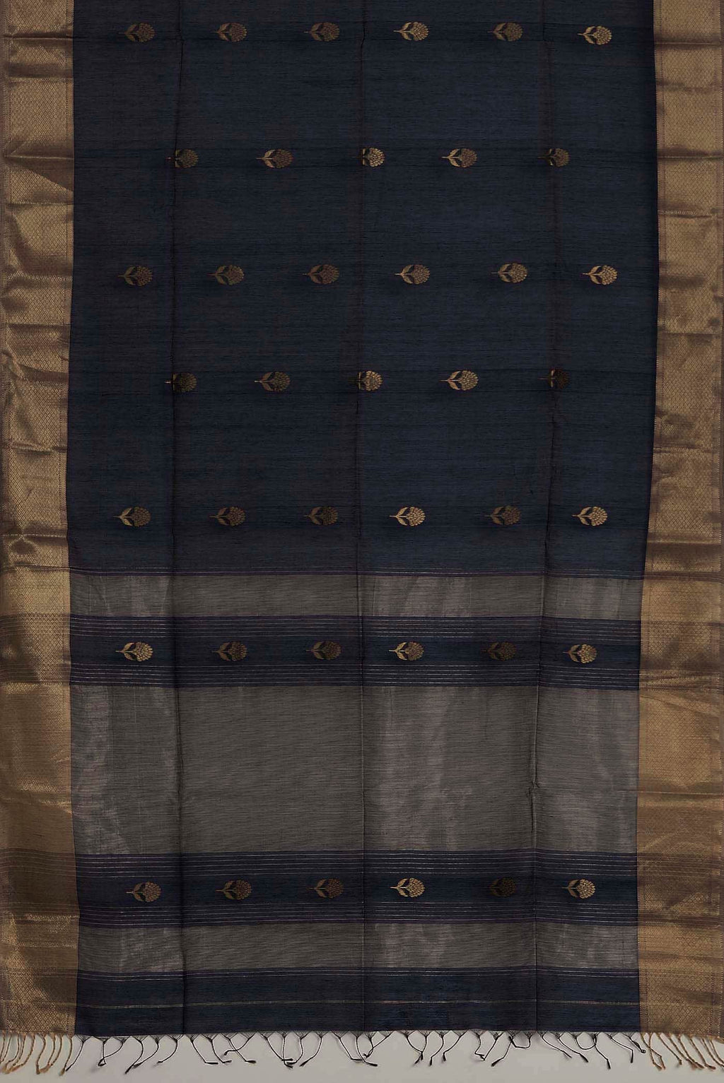 Navy Blue Maheshwari Silk Cotton Saree