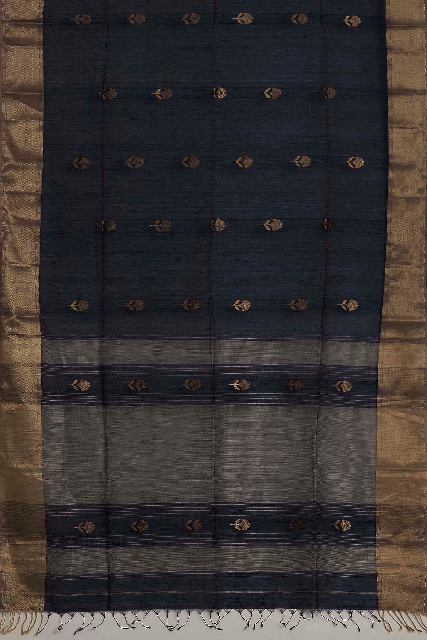 Navy Blue Maheshwari Silk Cotton Saree