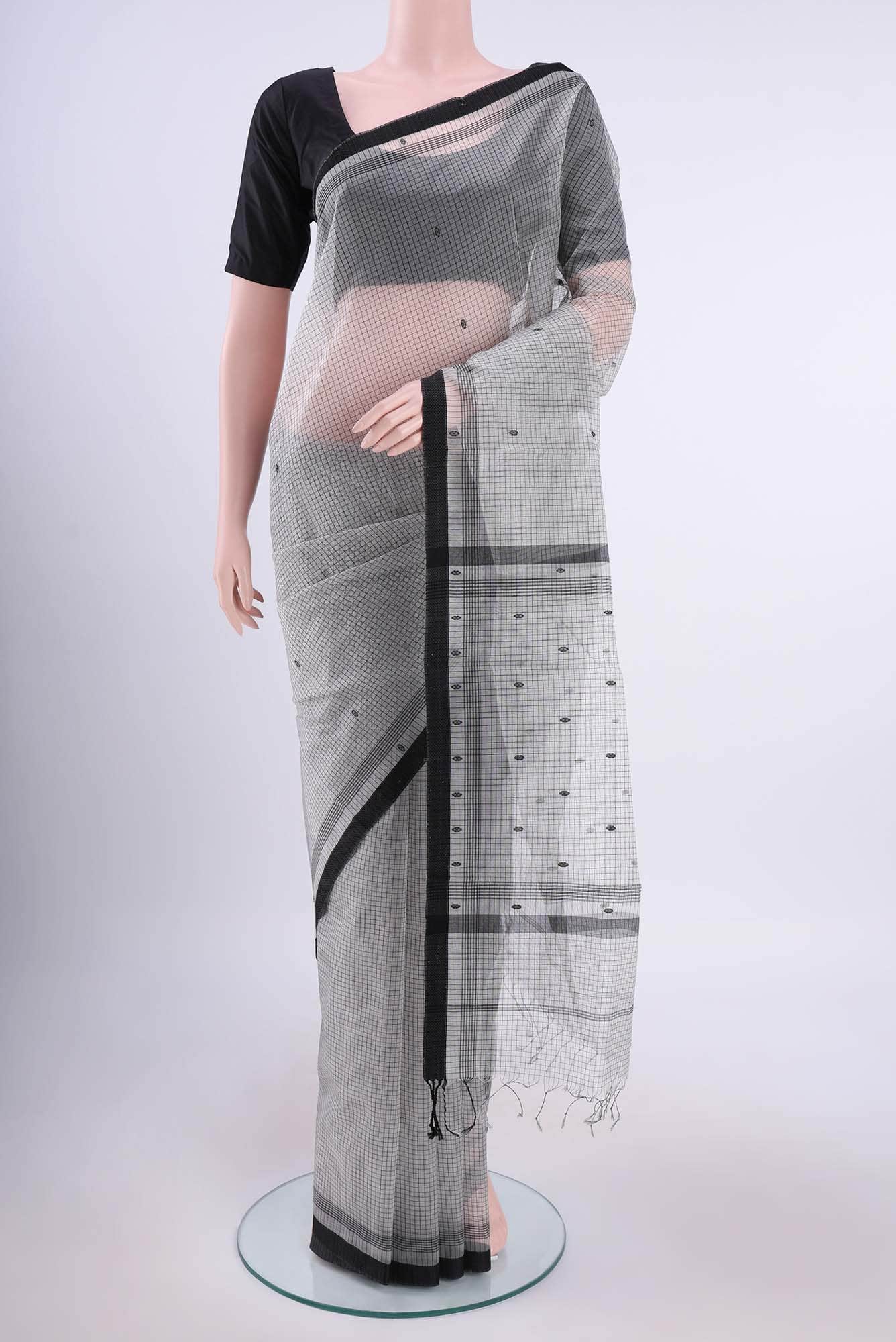 Off White Chanderi Silk Cotton Saree