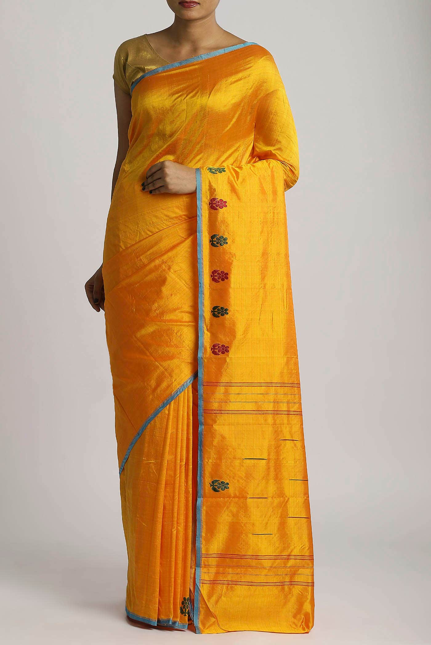 Yellow Kanchipuram Silk Saree