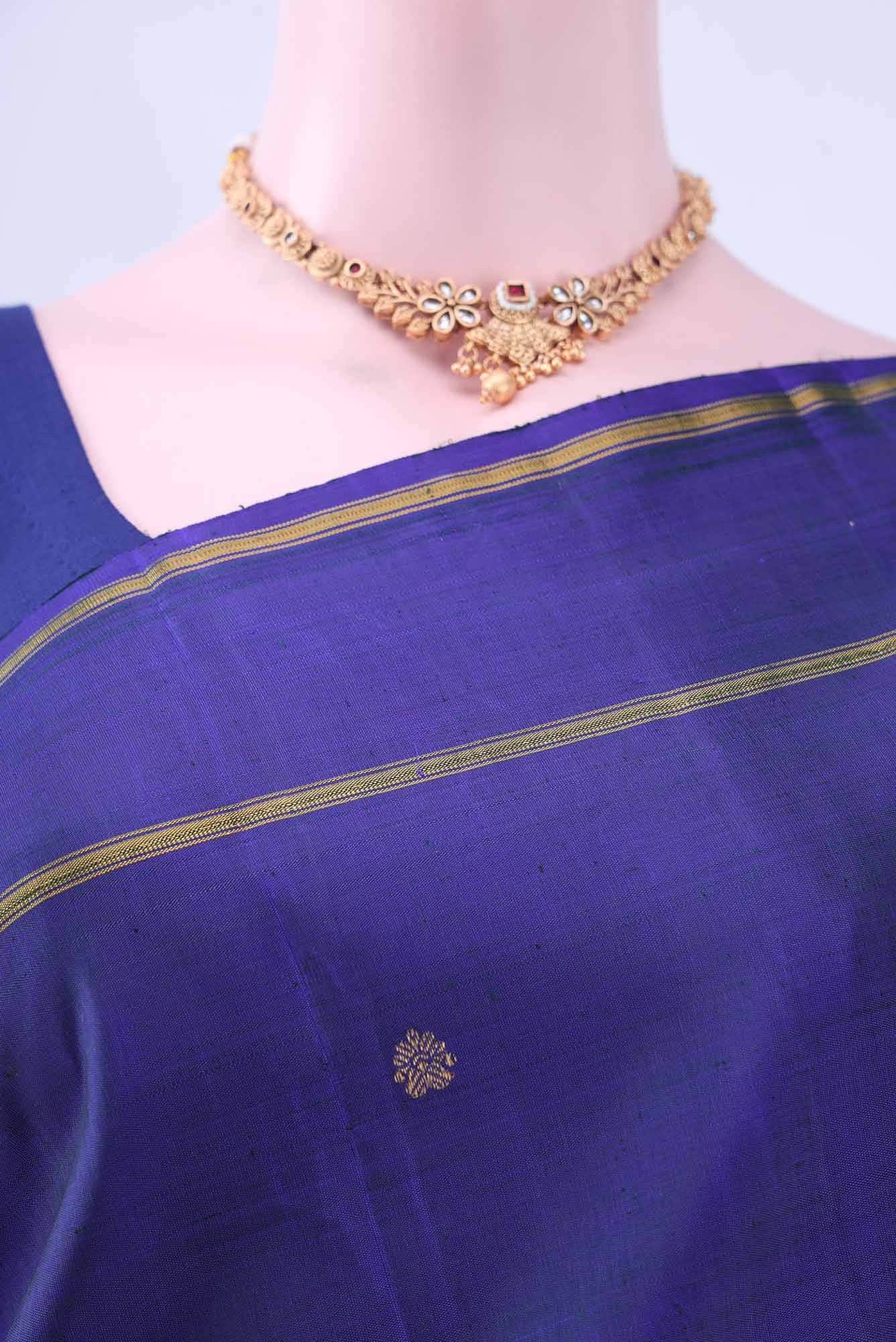 Peacock Blue Kanchipuram Silk Saree
