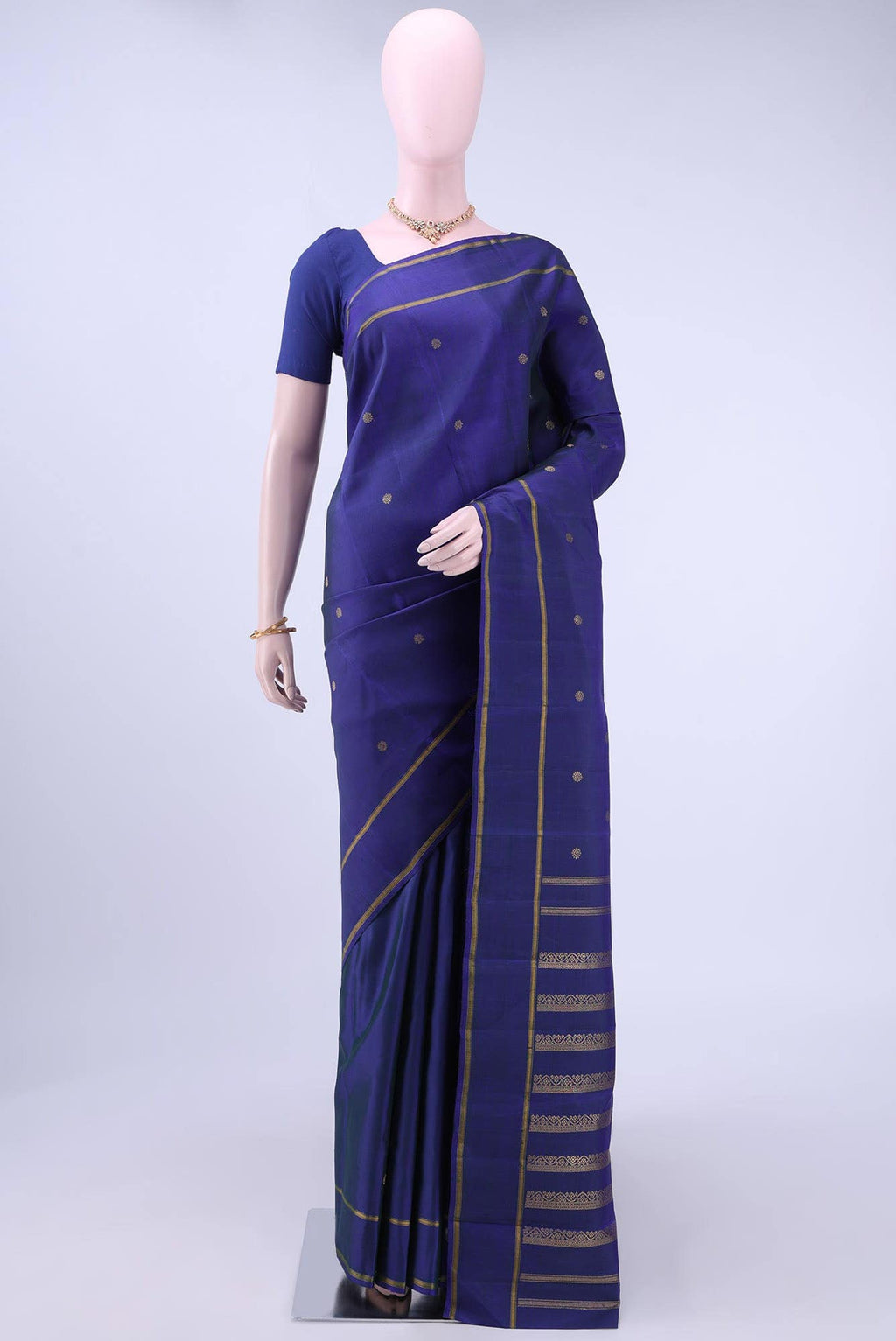 Peacock Blue Kanchipuram Silk Saree