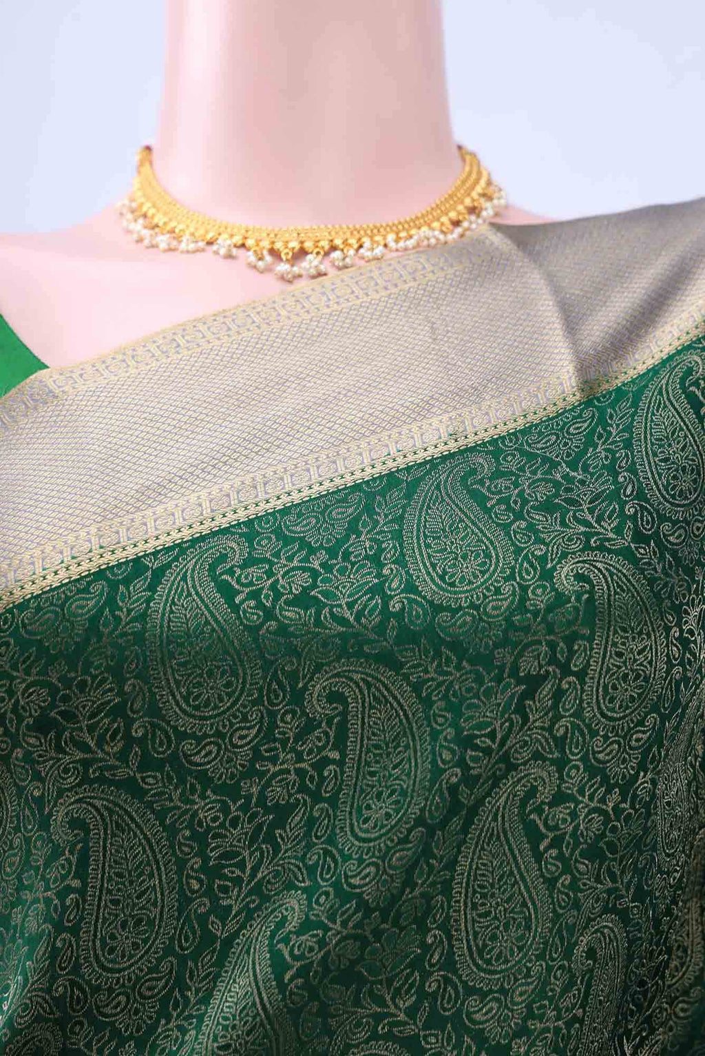 Bottle Green Mysore Crepe Saree