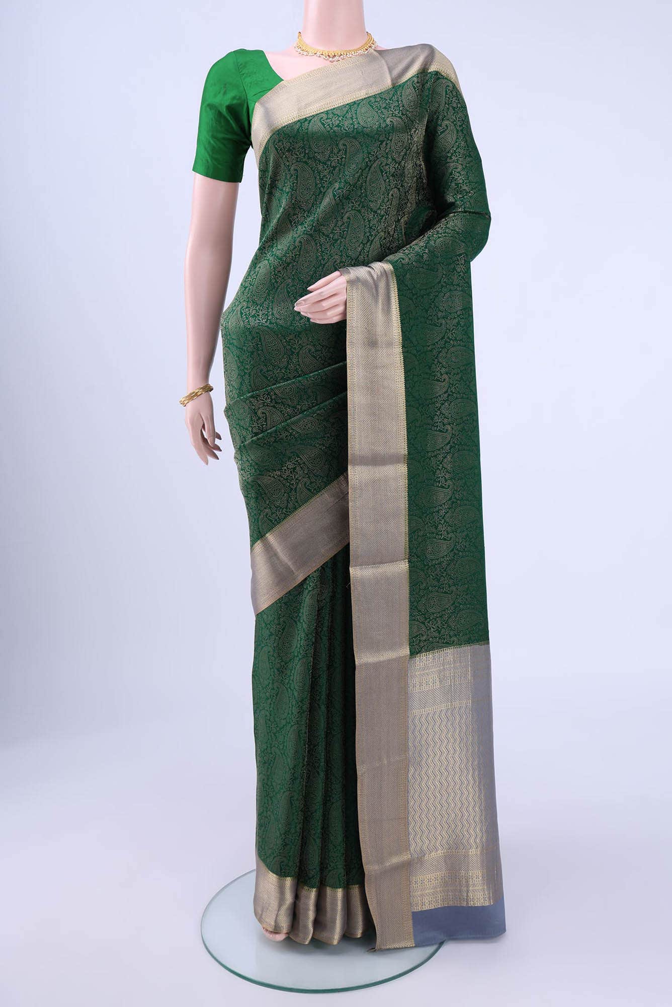Bottle Green Mysore Crepe Saree