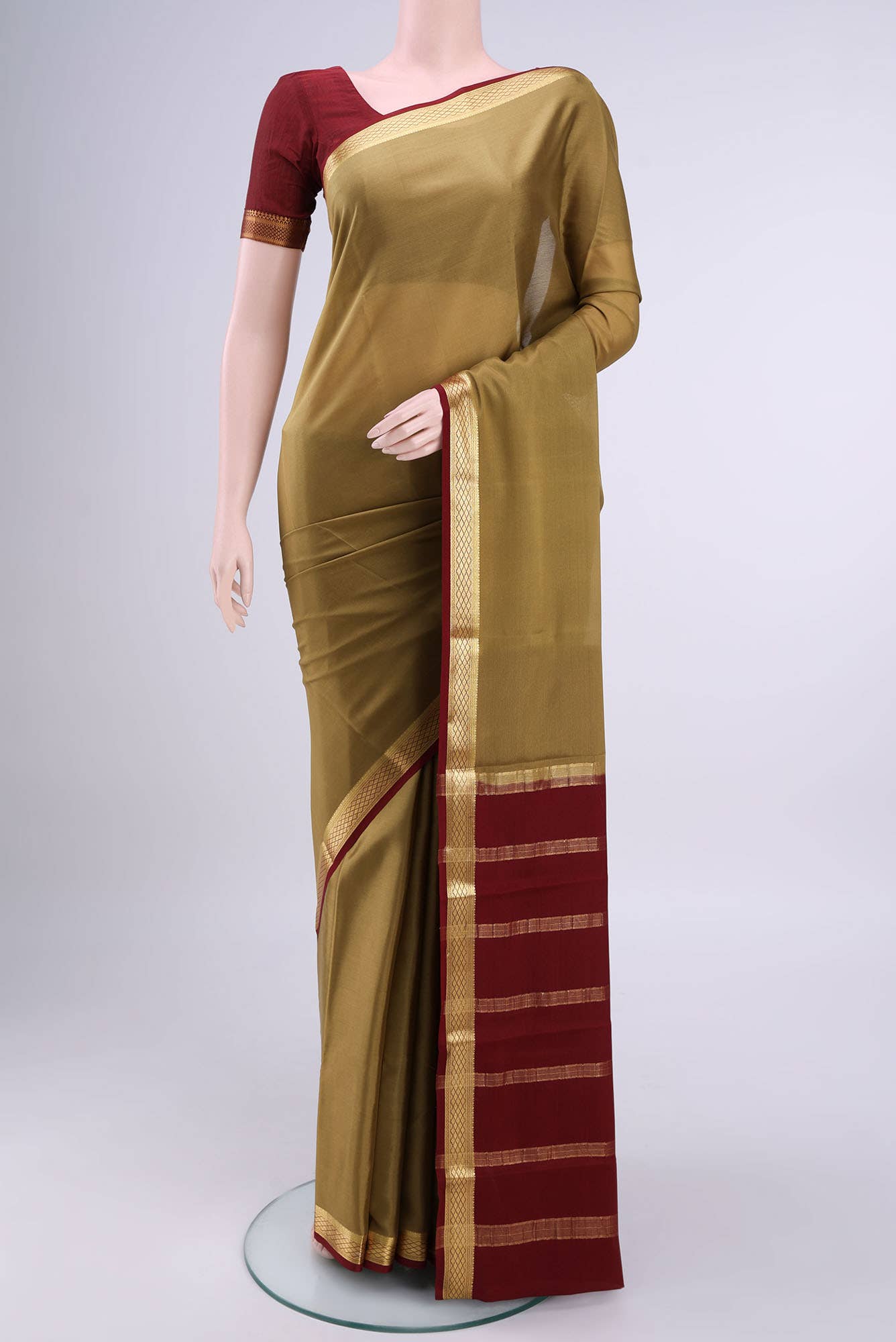 Golden Crepe Saree