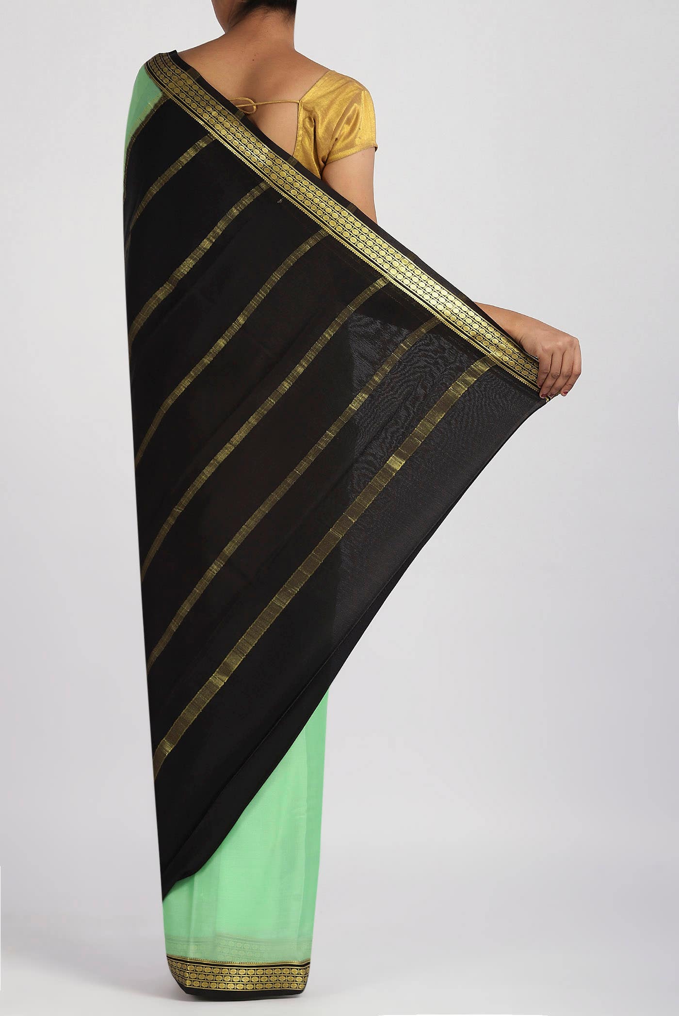 Green Mysore Crepe Saree