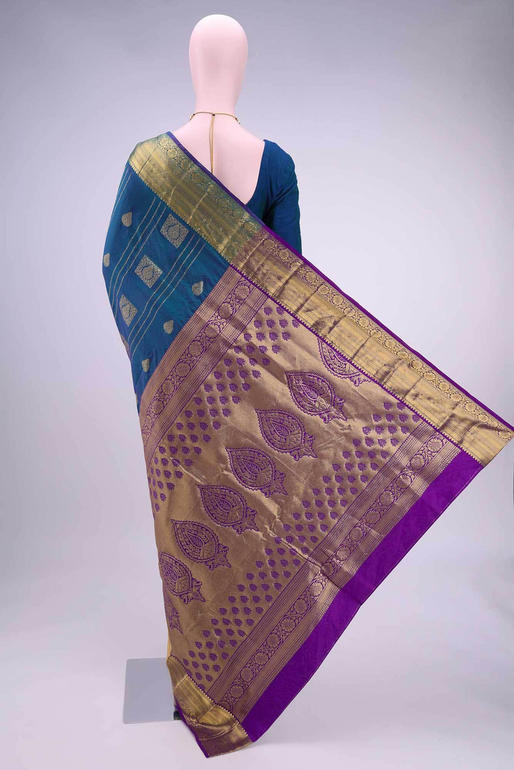 Dark Blue Blended Bangalore Silk Saree