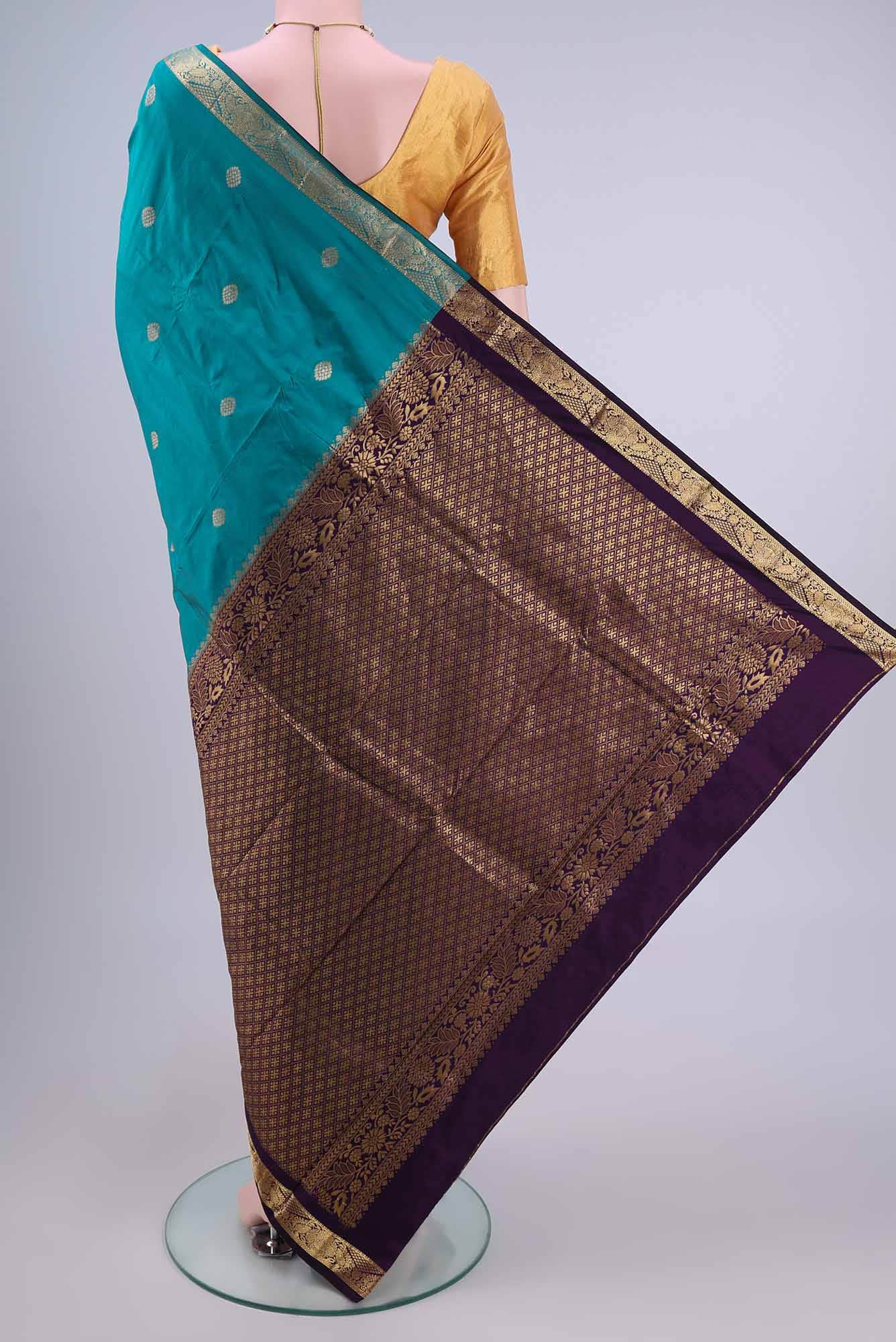 Blue Blended Bangalore Silk Saree