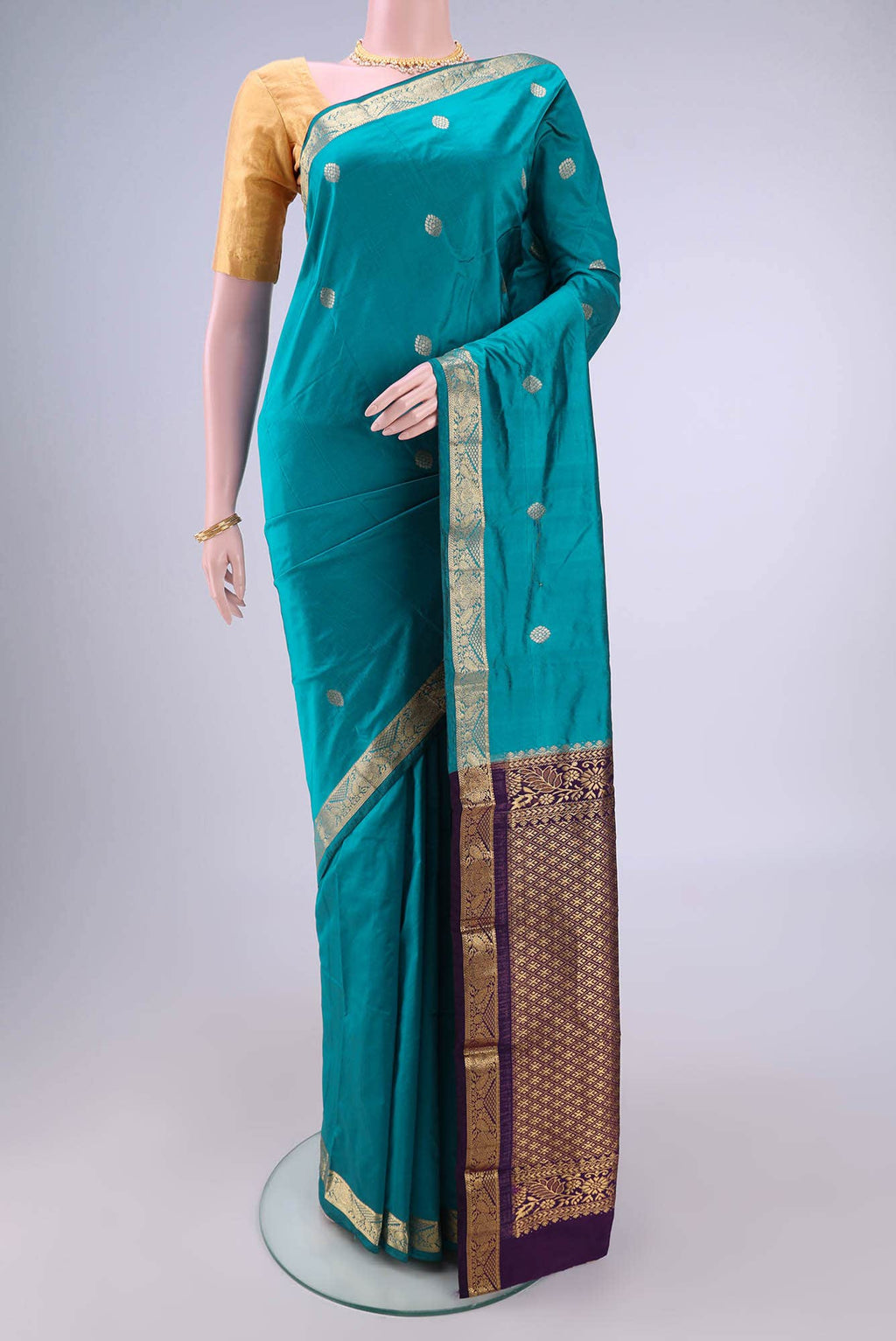 Blue Blended Bangalore Silk Saree