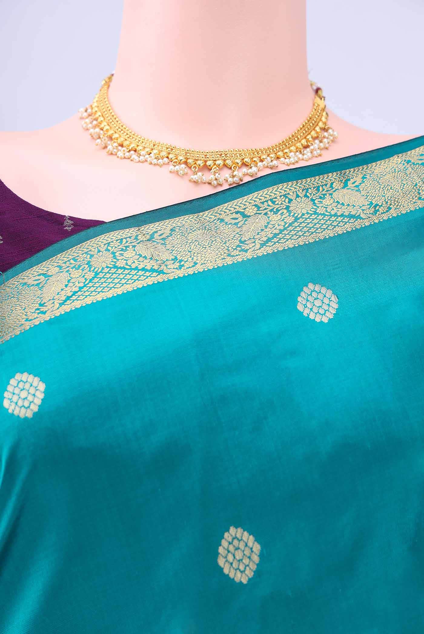 Blue Blended Bangalore Silk Saree