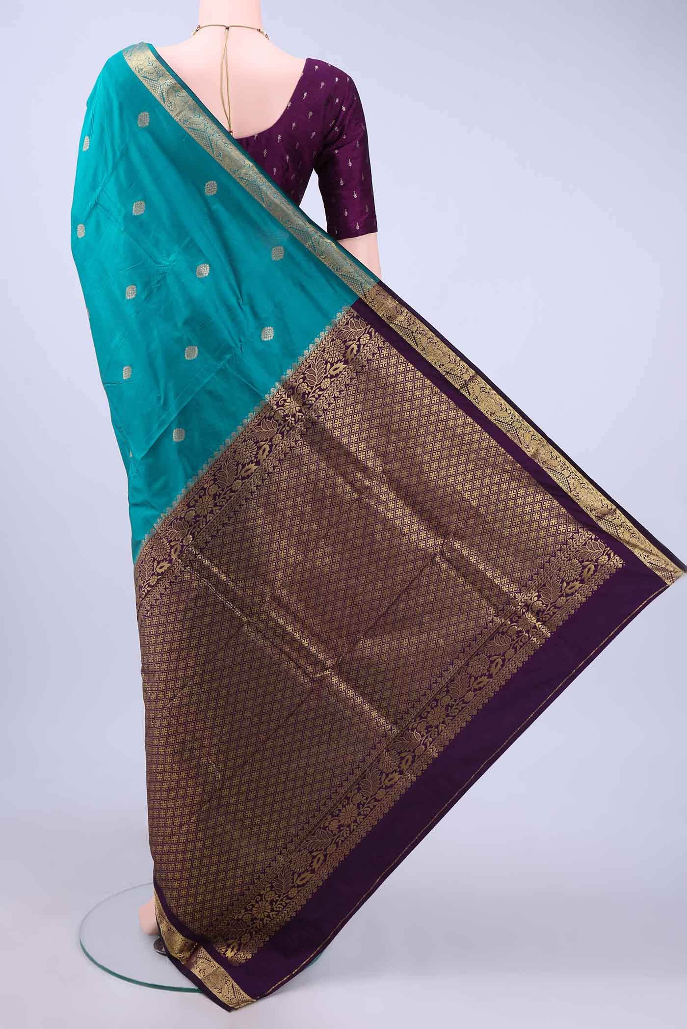 Blue Blended Bangalore Silk Saree