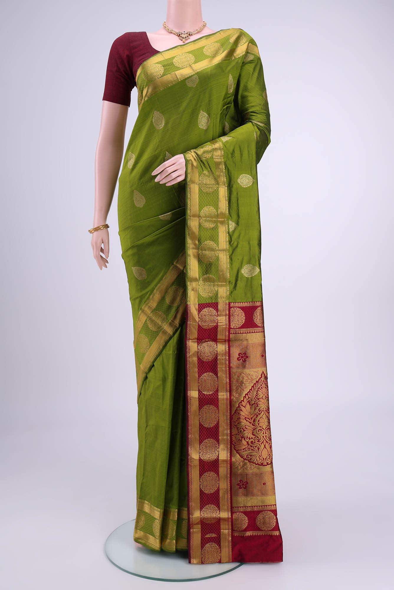 Dark Blue Blended Bangalore Silk Saree