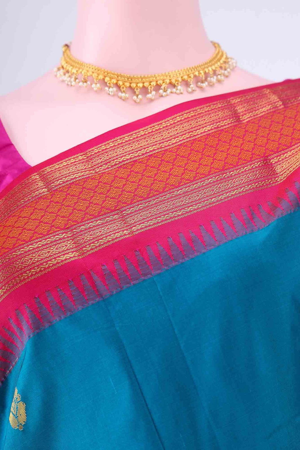 Dark Blue Blended Bangalore Silk Saree