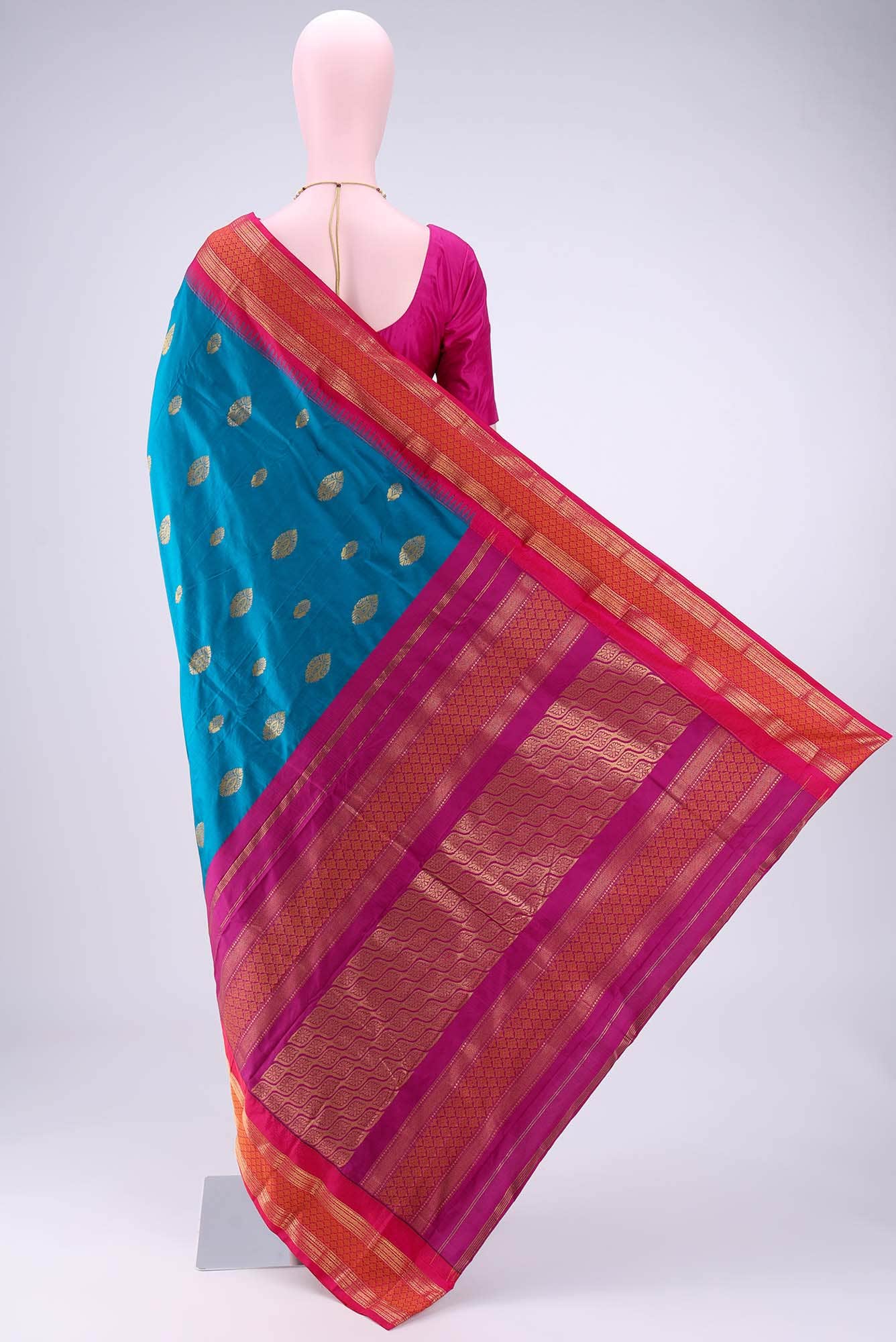 Dark Blue Blended Bangalore Silk Saree