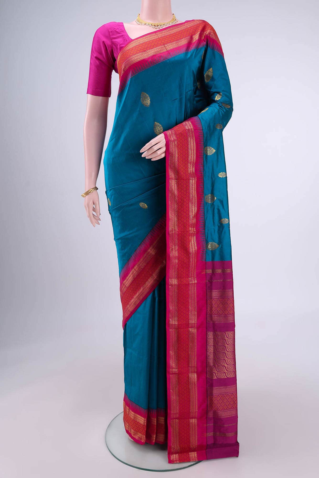 Dark Blue Blended Bangalore Silk - kadyal Saree