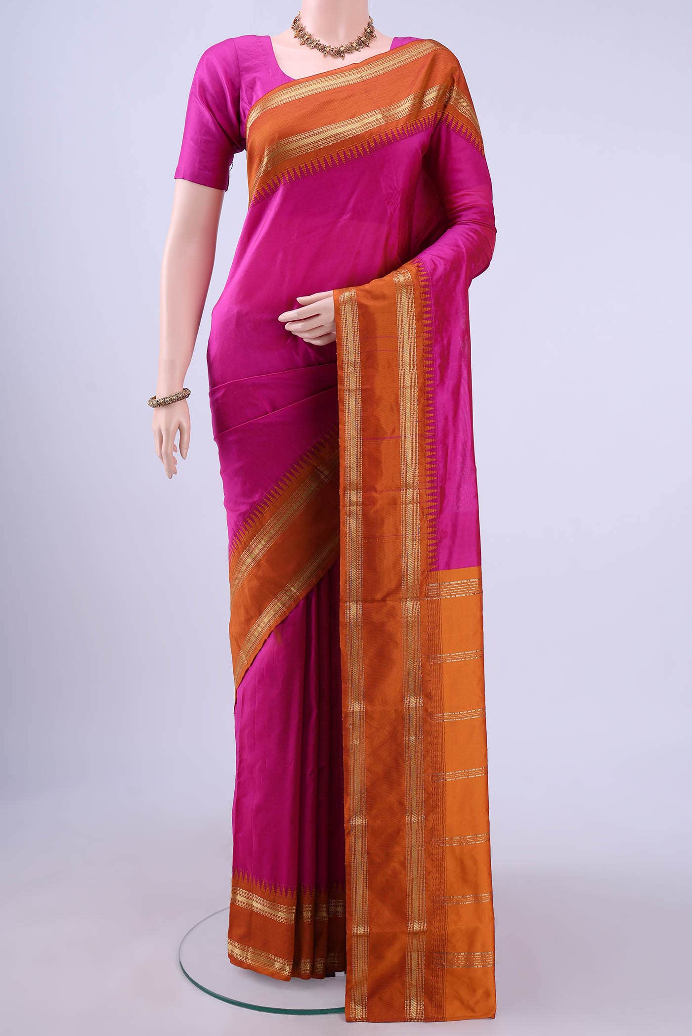 Rani Pink Blended Bangalore Silk Saree