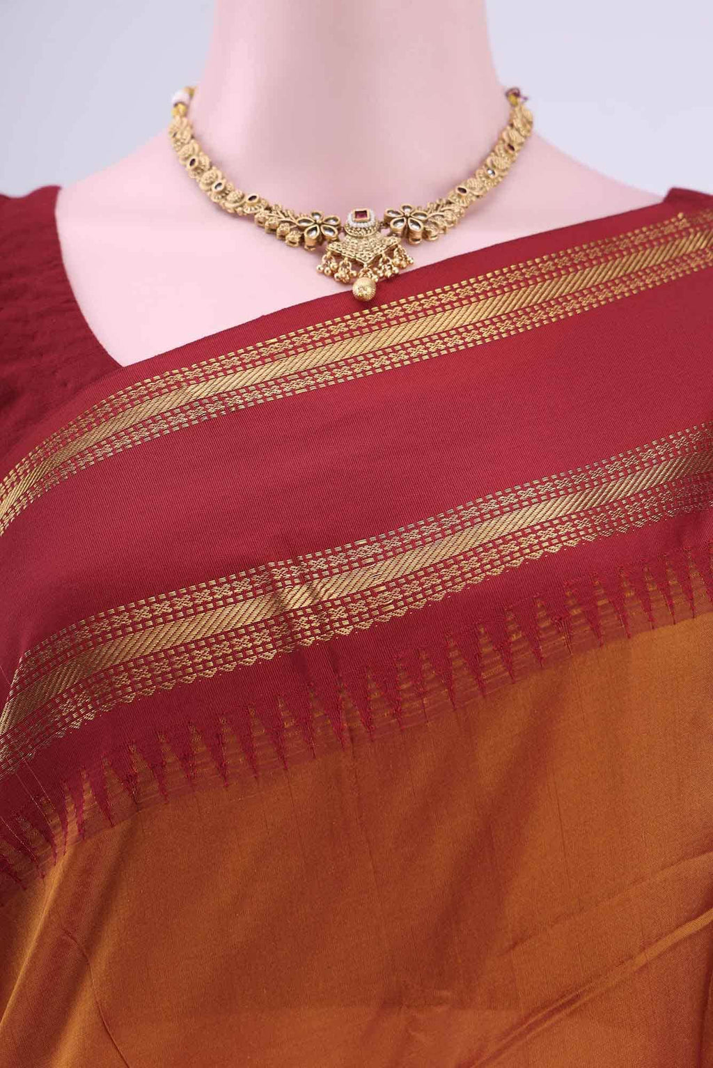 Rust Blended Bangalore Silk - kadyal Saree
