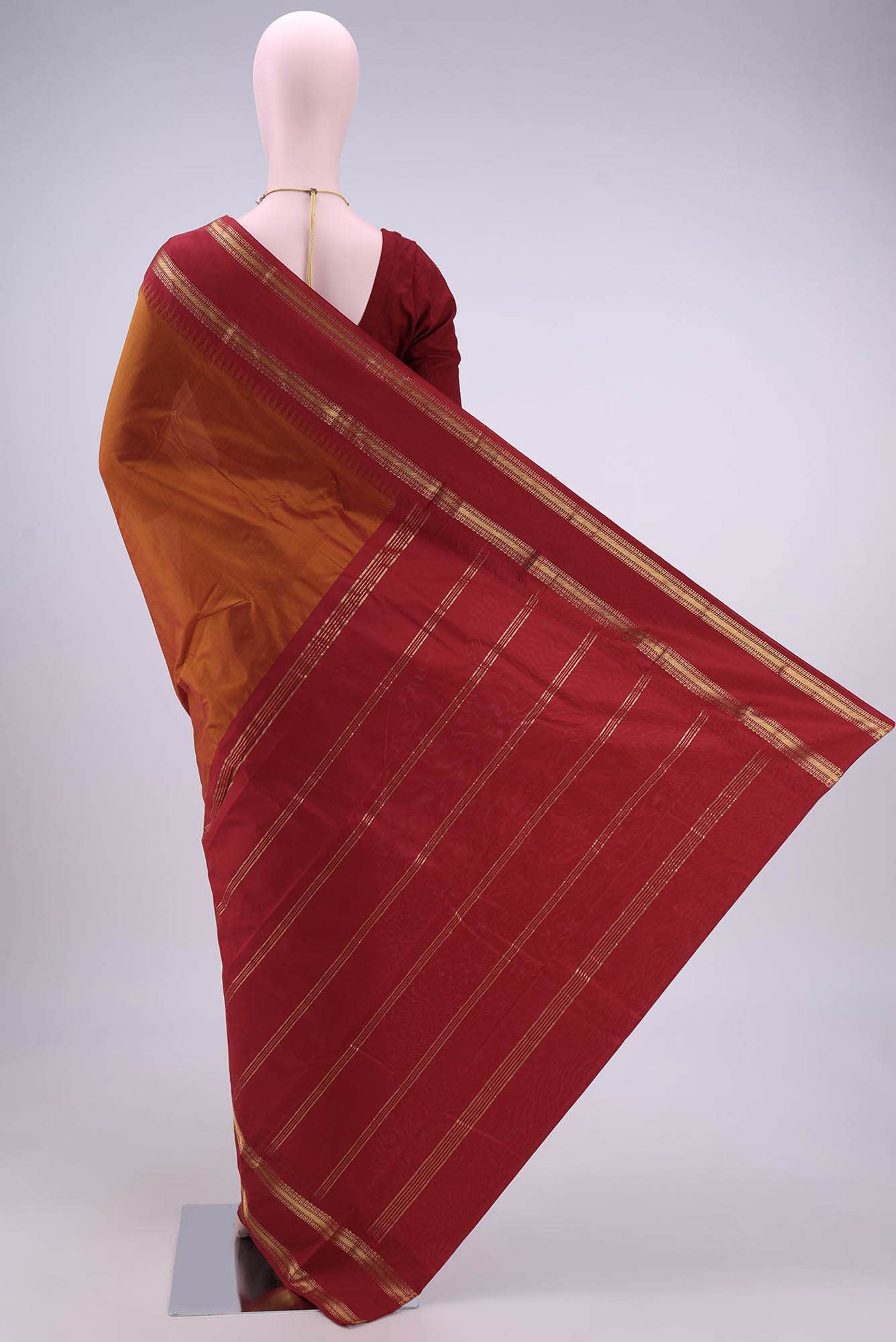 Rust Blended Bangalore Silk - kadyal Saree