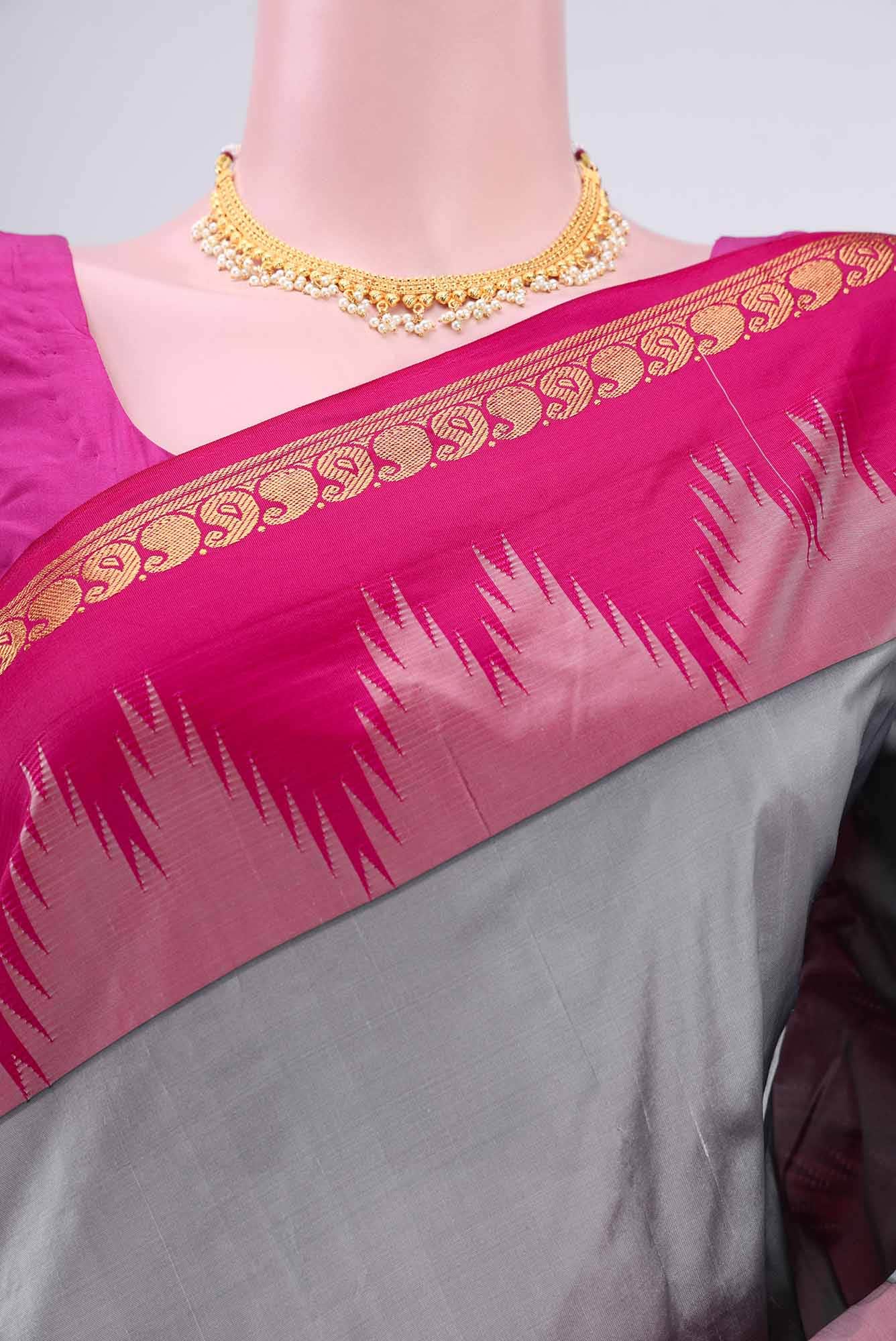 Grey Blended Bangalore Silk - kadyal Saree