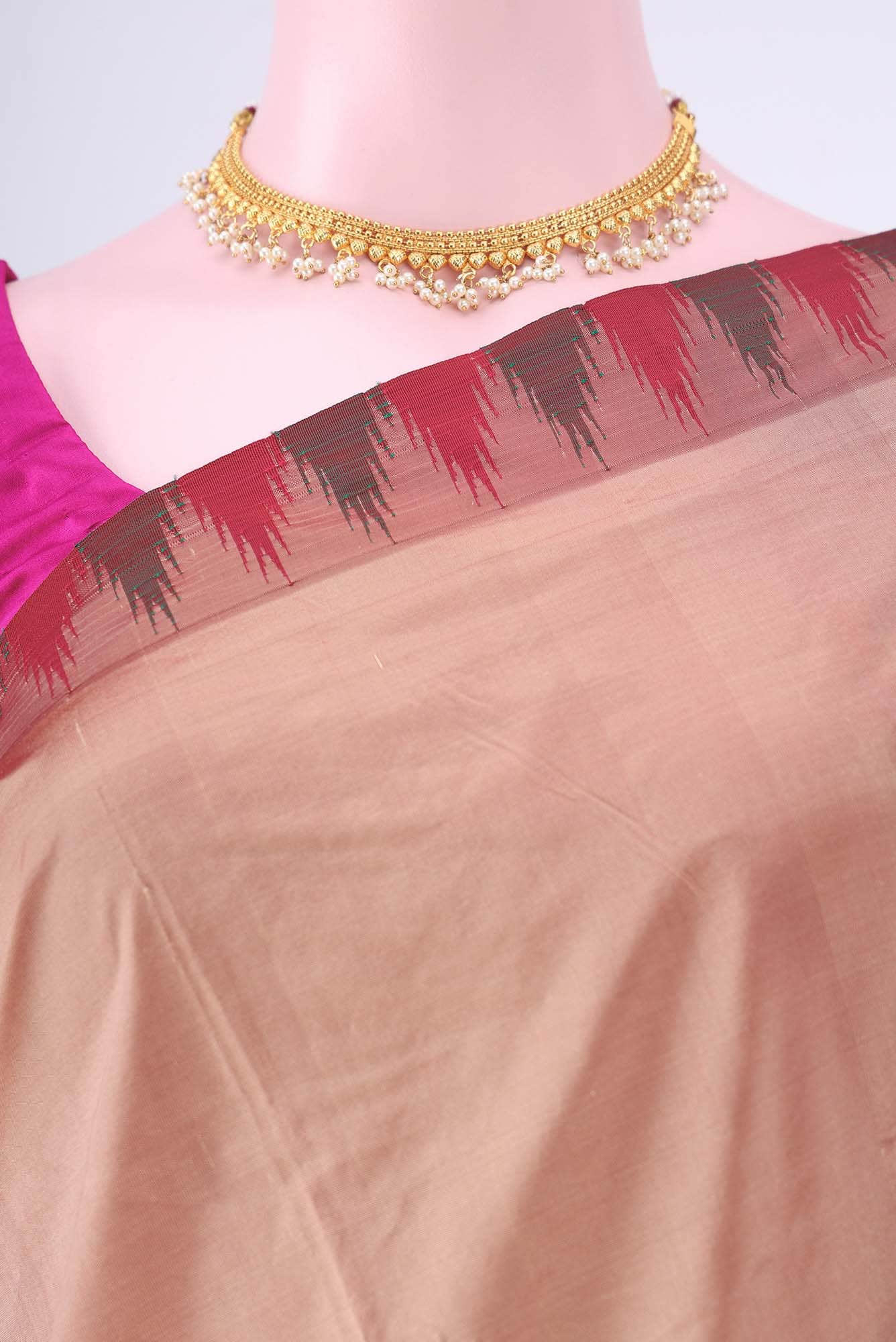 Golden Peach Blended Bangalore Silk Saree