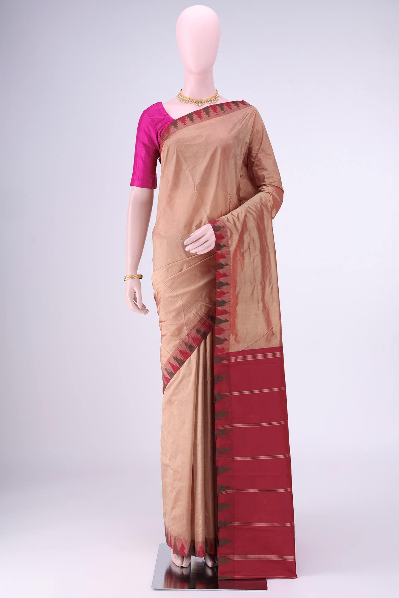 Golden Peach Blended Bangalore Silk Saree