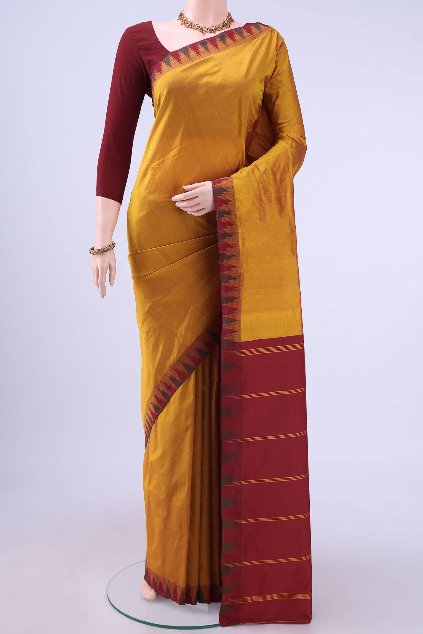 Mustard Blended Bangalore Silk Saree