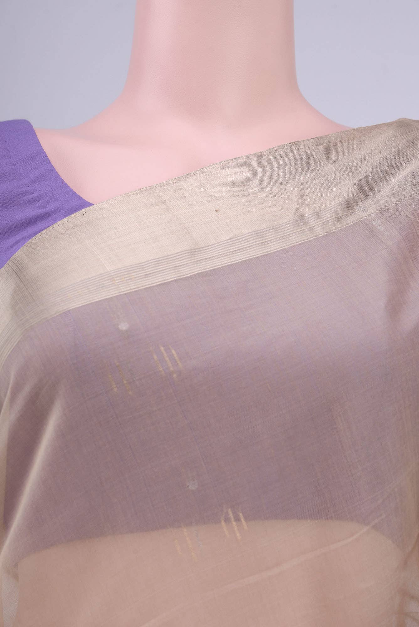 Beige Silk Cotton Saree