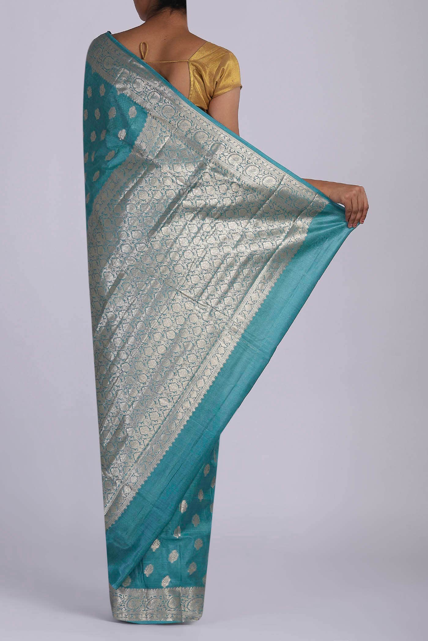 Blue Banarasi Tussar Silk Saree