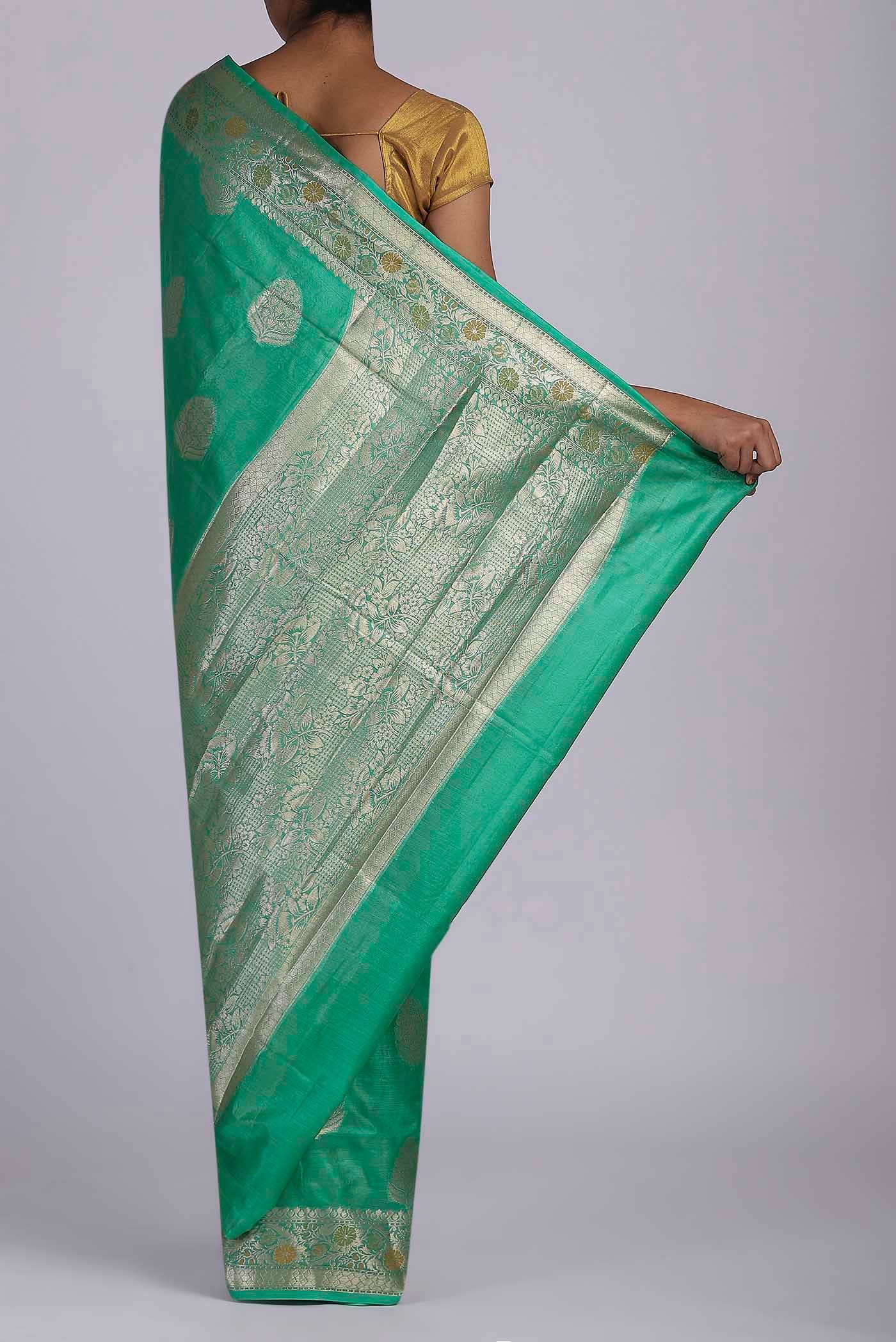 Green Banarasi Tussar Silk Saree