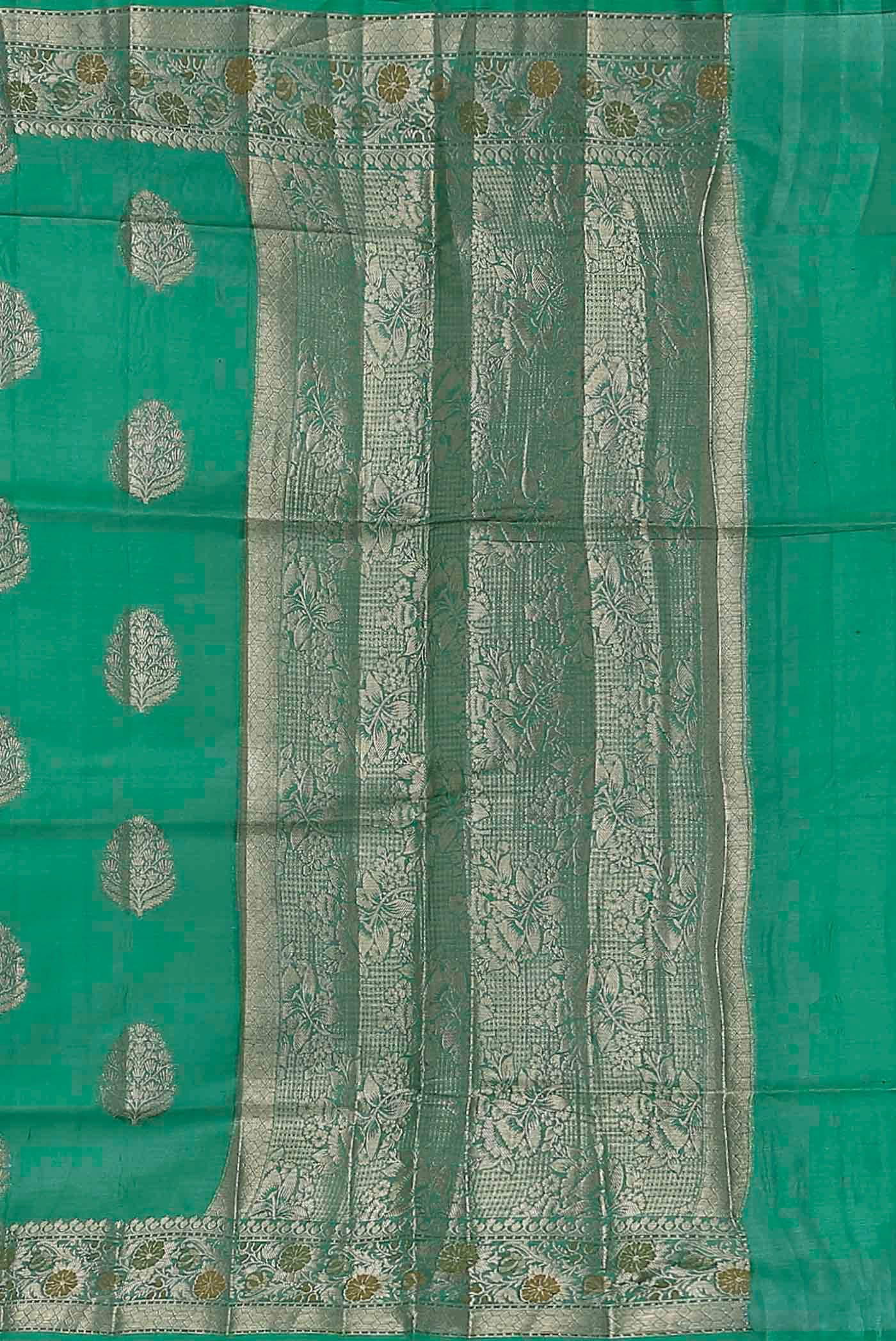 Green Banarasi Tussar Silk Saree