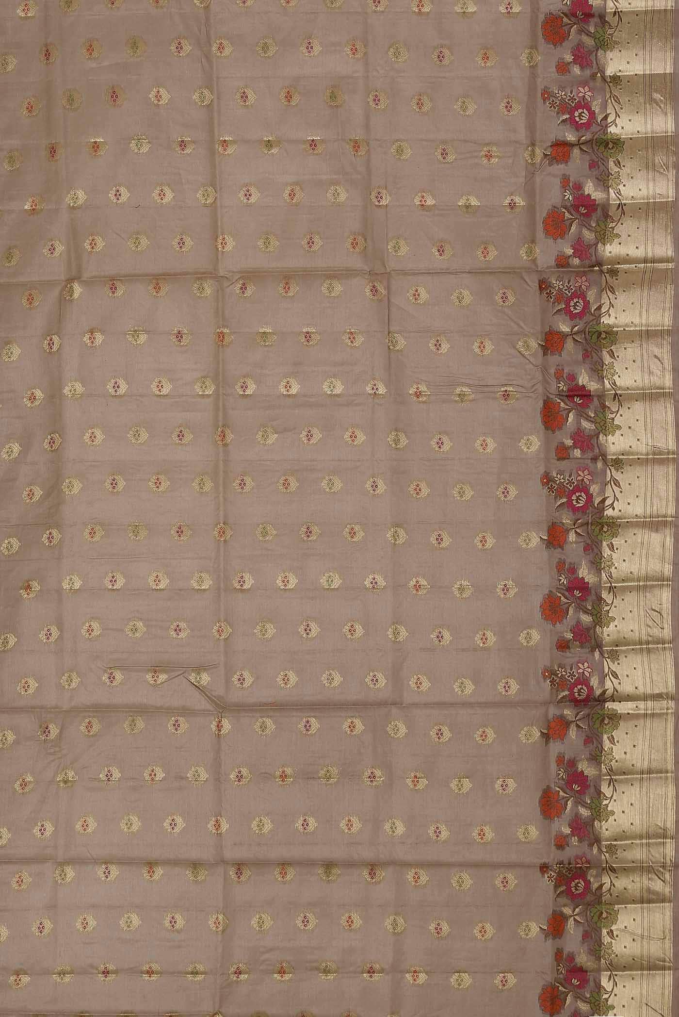 Beige Banarasi Tussar Silk Saree