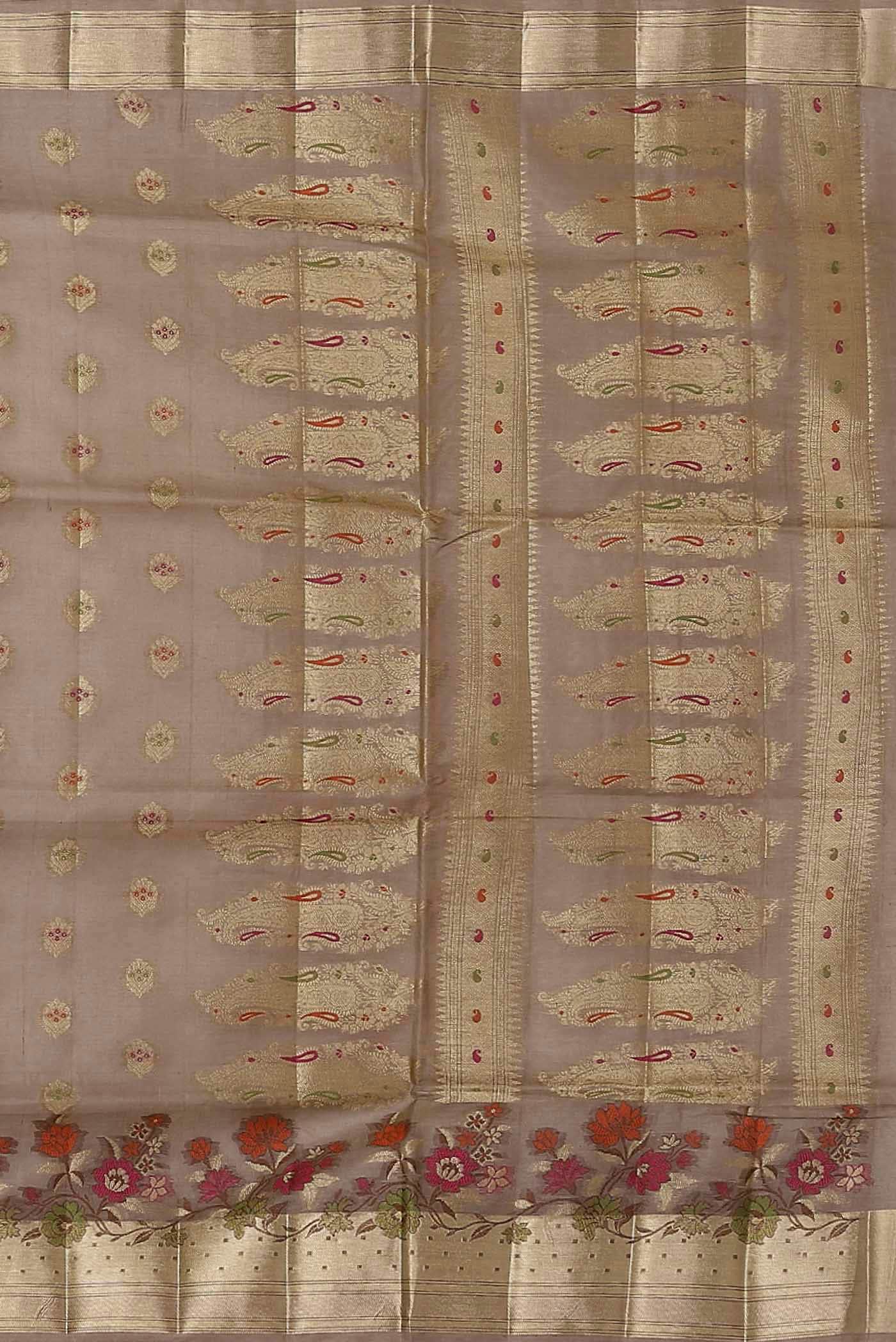 Beige Banarasi Tussar Silk Saree