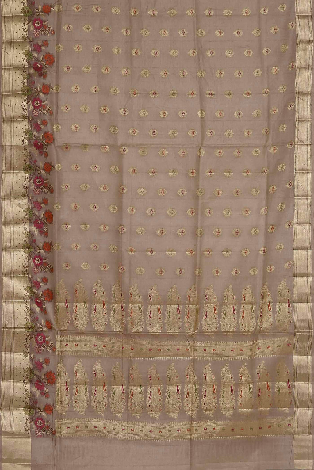 Beige Banarasi Tussar Silk Saree