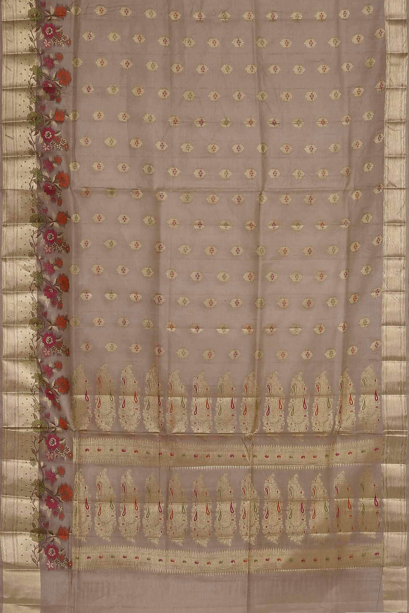 Beige Banarasi Tussar Silk Saree