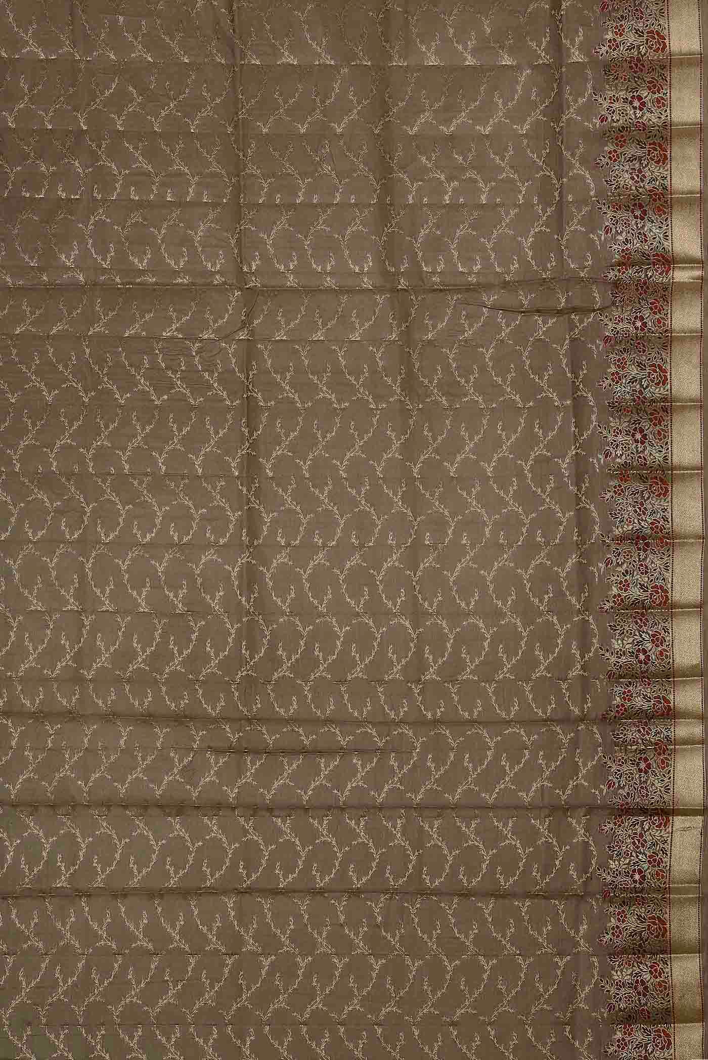 Dark Beige Banarasi Tussar Silk Saree