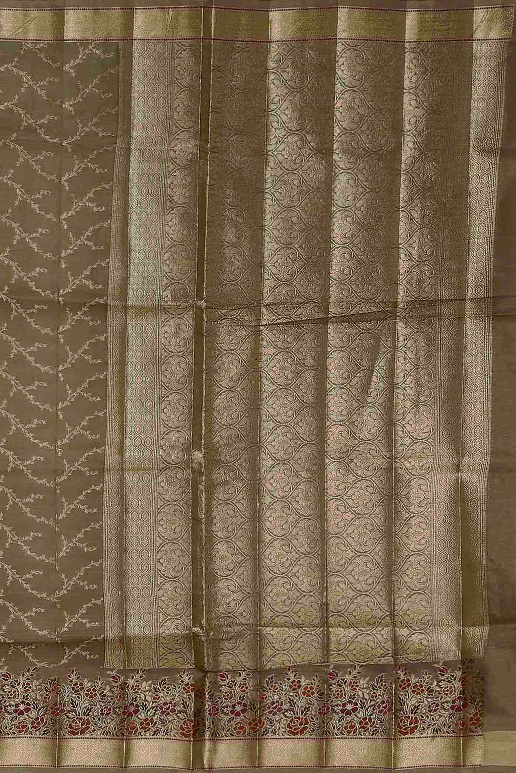 Dark Beige Banarasi Tussar Silk Saree