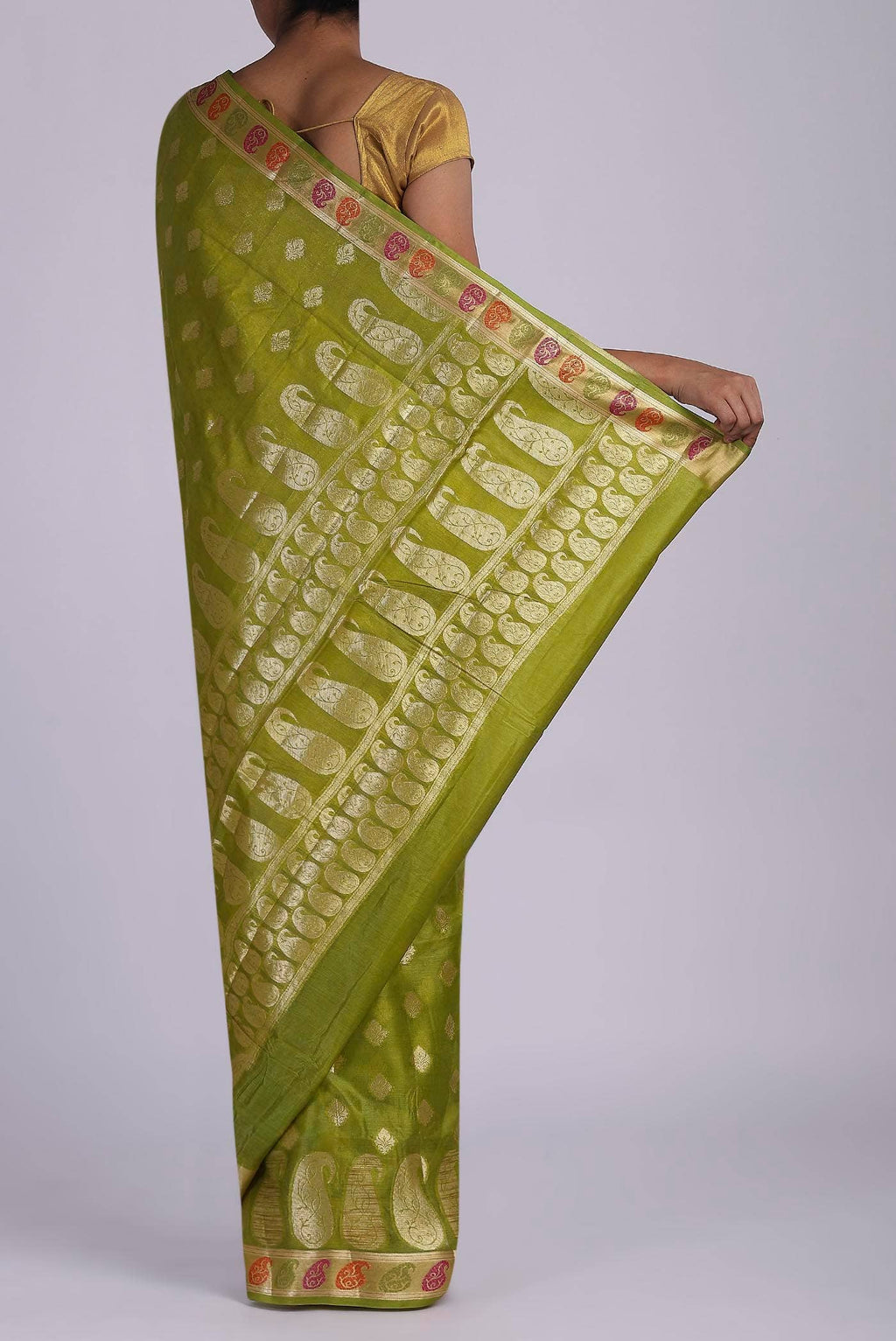 Green Banarasi Tussar Silk Saree